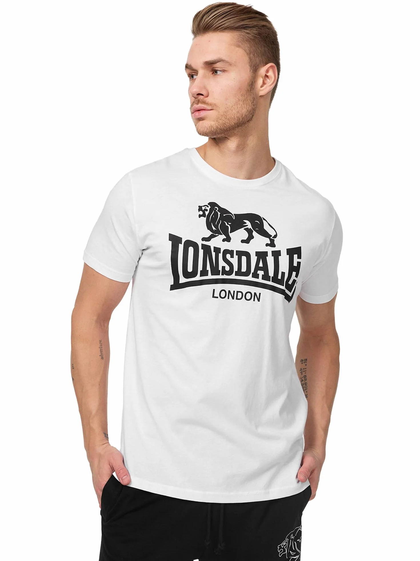 Lonsdale London Logo Hombre Camiseta Negro Regular