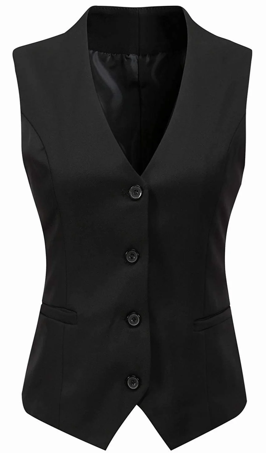 Chaleco Mujer Vestir De Sastre Sin Mangas Cuello en V con Botones y Bolsillos Totalmente Forrado para Mujer Elegante y Formal