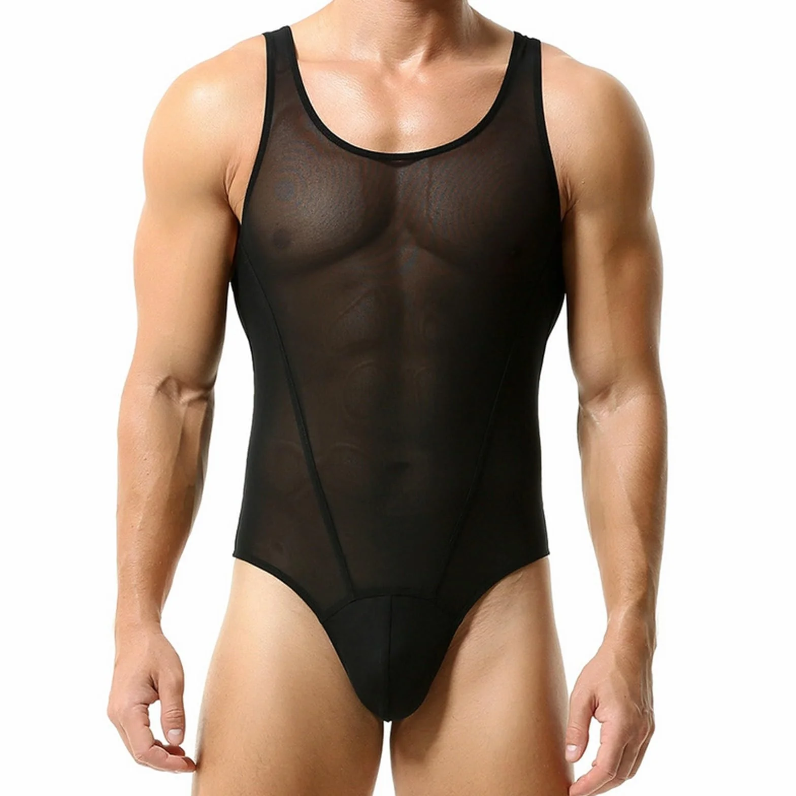 Body para hombre, mono de malla para hombre, traje de lucha libre, para fitness, natación, malla