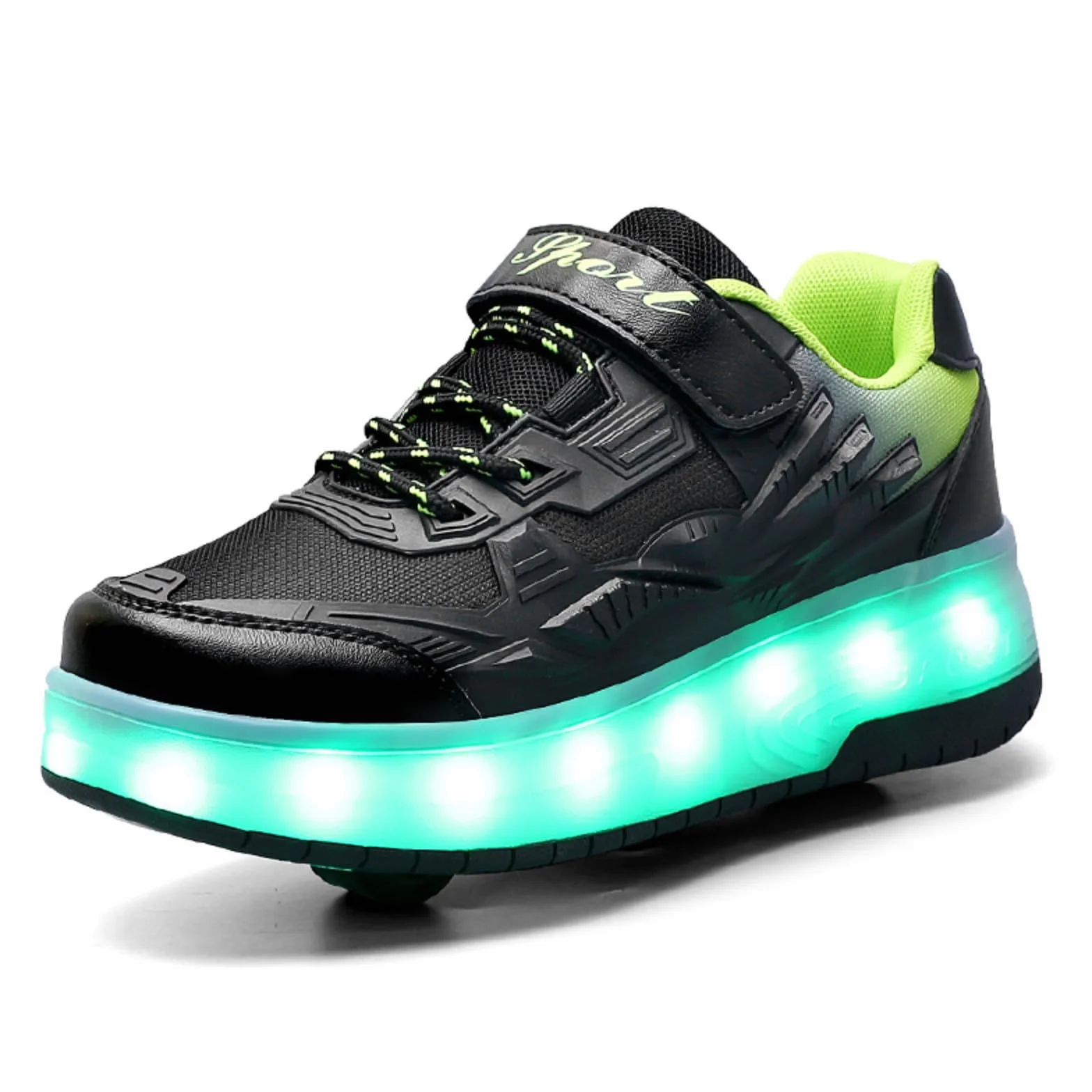 Hixingo Zapatillas con Ruedas, Transpirable Zapatillas Patines con Gancho y Bucle, Resistente al Desgaste Calzado de Skateboarding para Principiantes, Niños