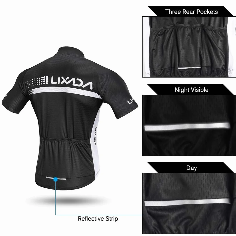 Lixada Traje Ciclismo Hombre, Ropa Ciclismo Hombre Culote Bicicleta Hombre Equipacion Ciclismo Hombre Mallot y Culot MTB, Jersey + Pantalones Cortos y Babero MTB TranspirableAcolchado para Ciclismo