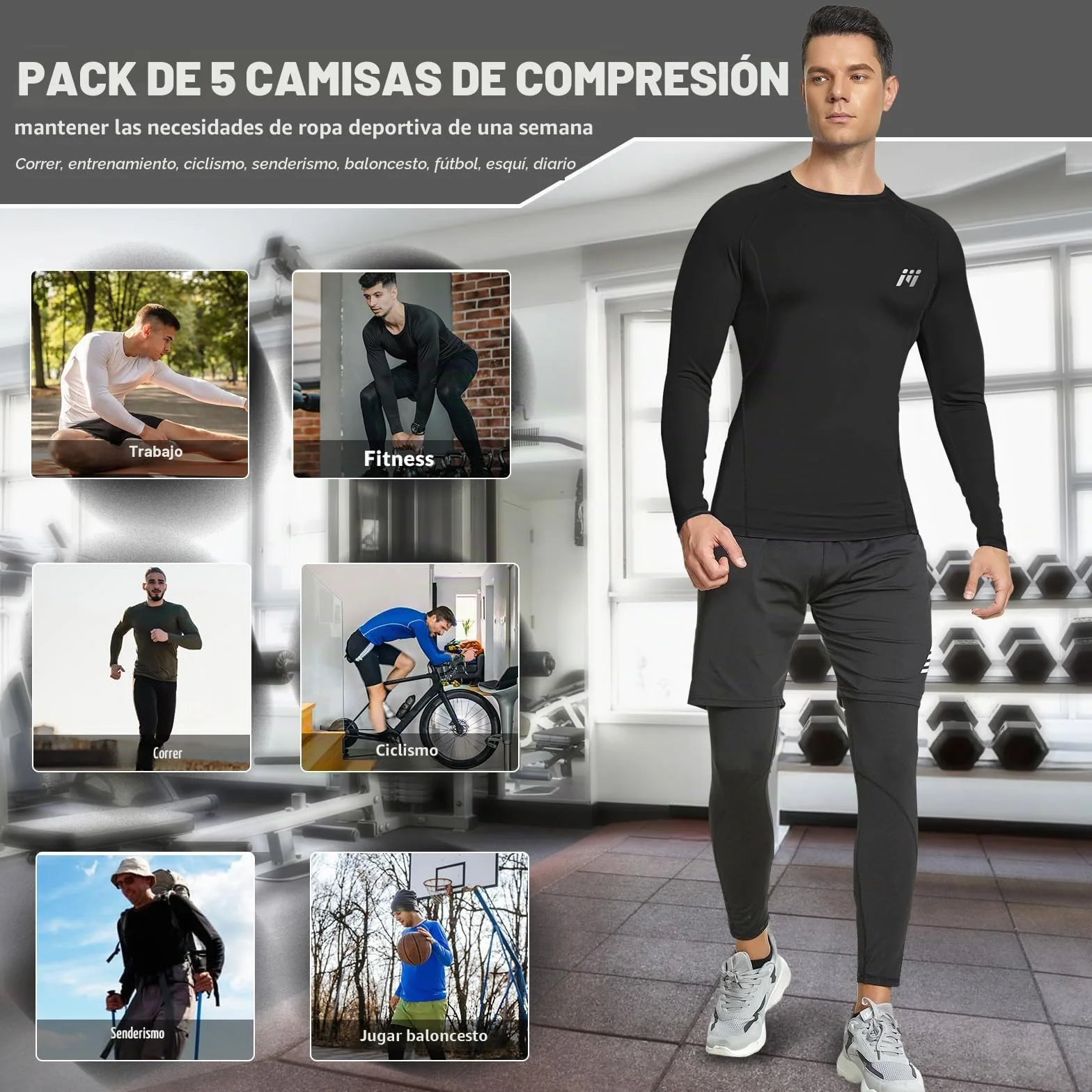 MEETWEE Camiseta Compresión Hombre Manga Corta/Larga Técnica Transpirable para Running, Gym y Ciclismo Capa Base Deportiva