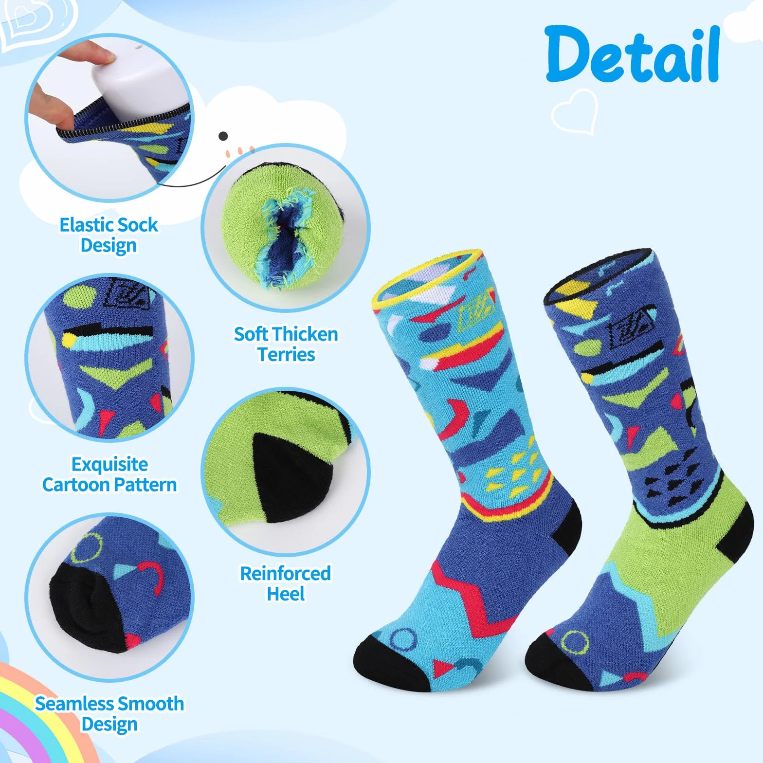 Fadcaer 2 pares de calcetines de esquí para niños, calcetines térmicos de esquí para niños y niñas, calcetines de nieve hasta la rodilla, calcetines gruesos y transpirables para esquí y snowboard