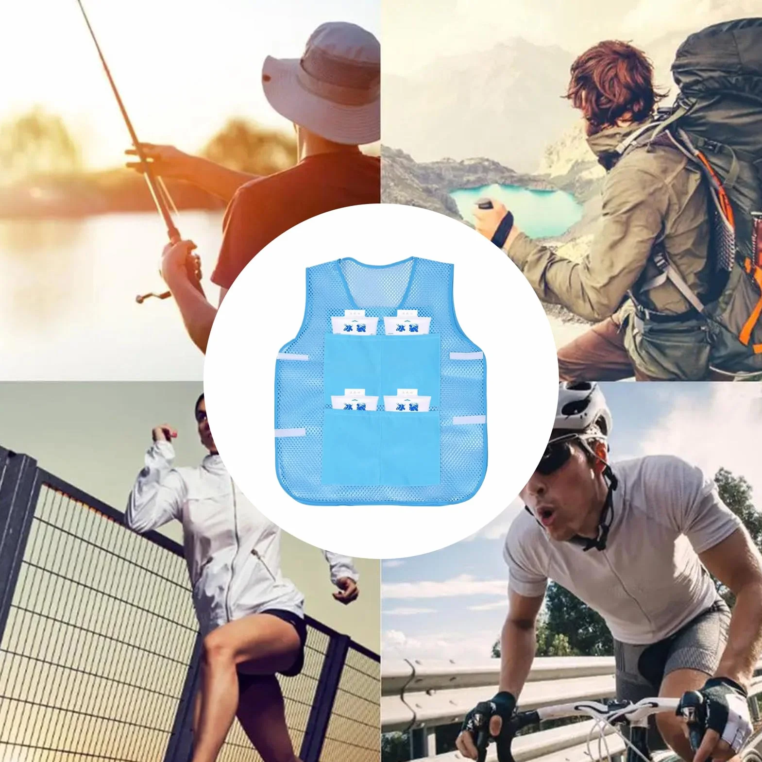 Chalecos de enfriamiento para hombres | Chaleco de hielo portátil con paquetes de hielo reutilizables | Envoltura de enfriamiento portátil para trabajo, deportes, viajes al aire libre, clima cálido, u