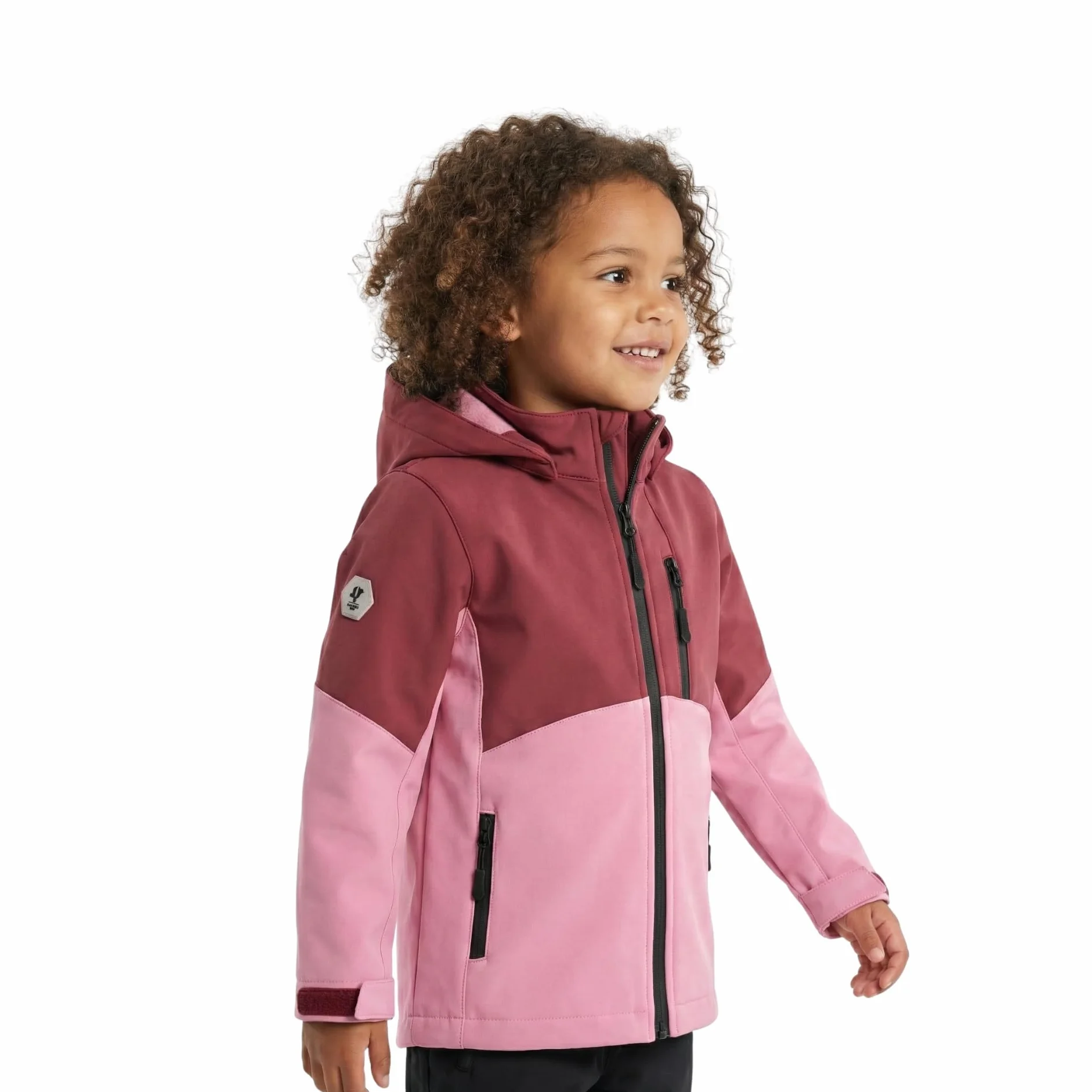 Chaqueta softshell cortavientos con capucha para niños y niñas, forro polar. Material impermeable de 5000 mm sin PFC minimizado de contaminación.