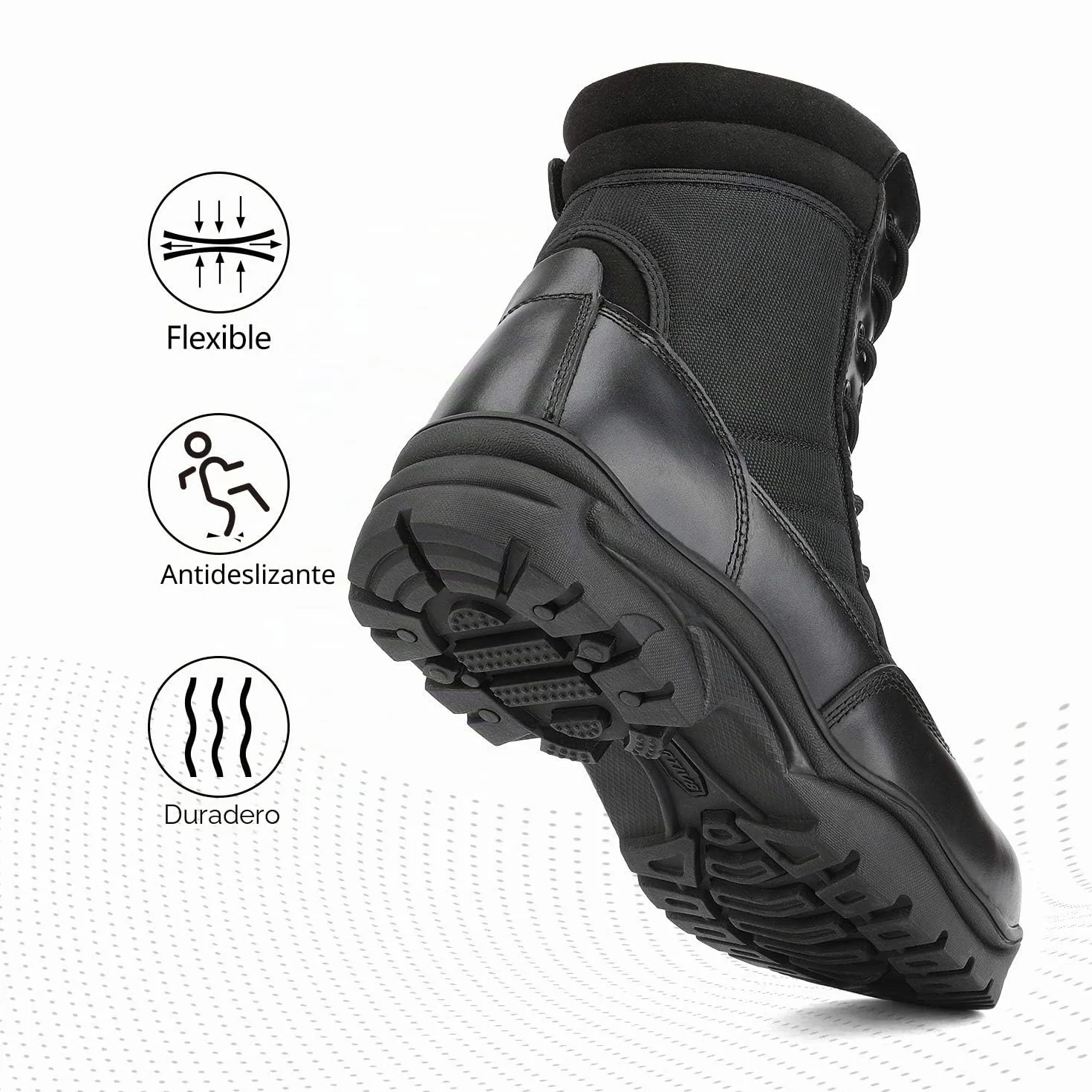 NORTIV 8 Botas de Trabajo Tácticas Militares para Hombre con Cremallera Lateral Botas de Combate de Motocicleta de Horma Ancho