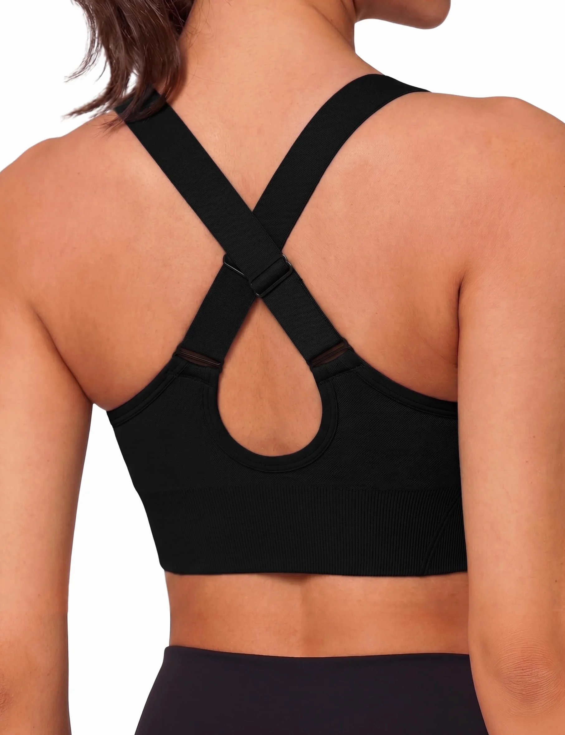 Litherday Sujetador Deportivo Mujer Alto Impacto sin Aros Espalda Cruzada Top Deportivo Yoga Fitness Push Up con Almohadillas Extraíbles S-XXL