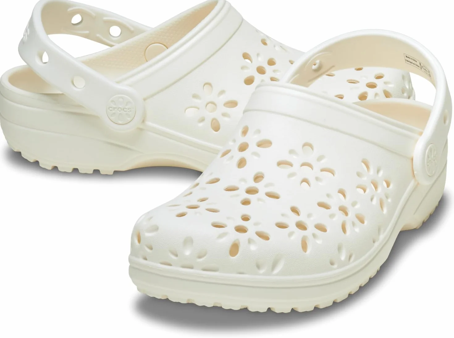 Crocs Zuecos clásicos Unisex para niños con diseño Floral Recortado