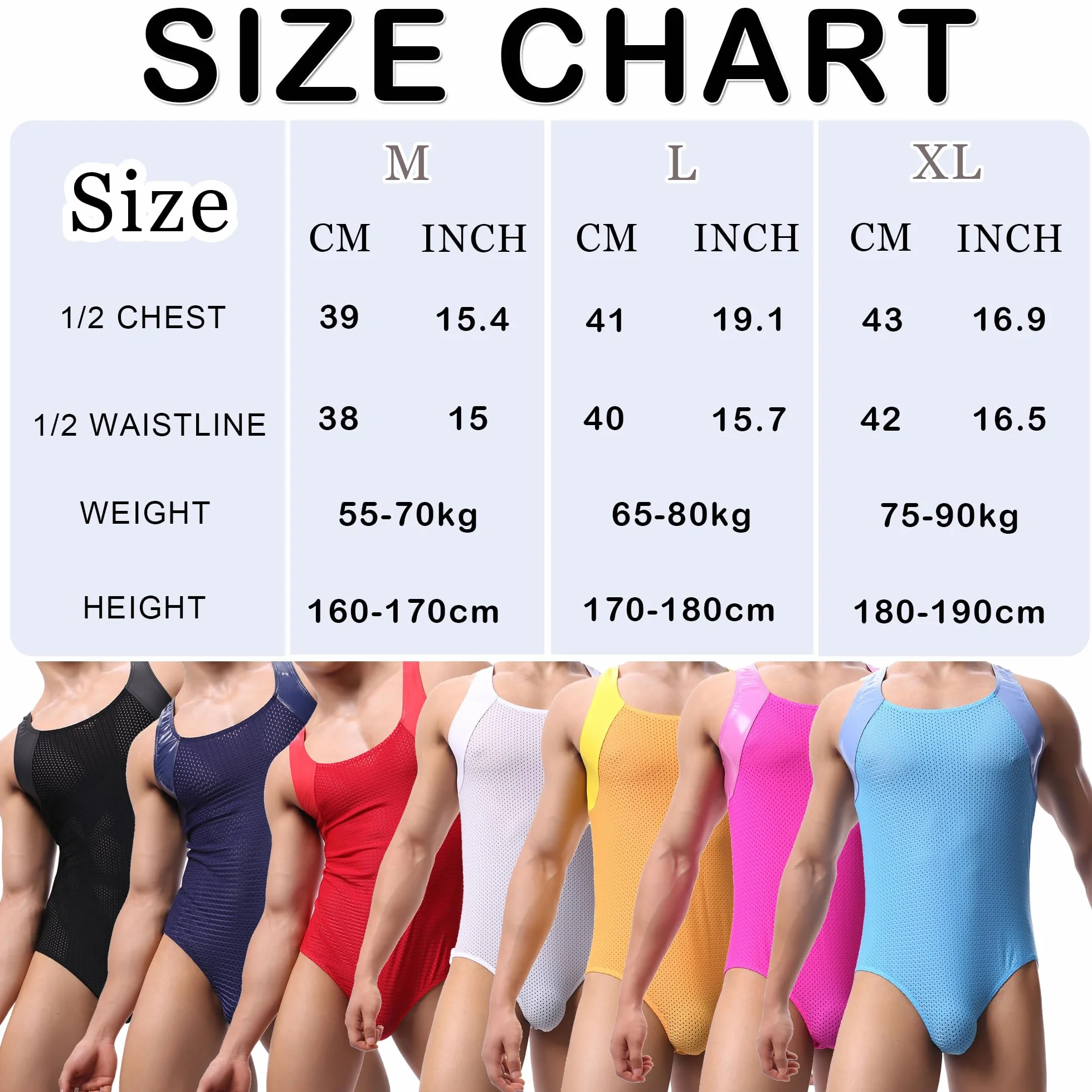 Mono Sexy de Lucha Libre para Hombre de Corte Delgado Boxeador Mono de una Pieza de Ropa Interior Transpirable Leotardo Body