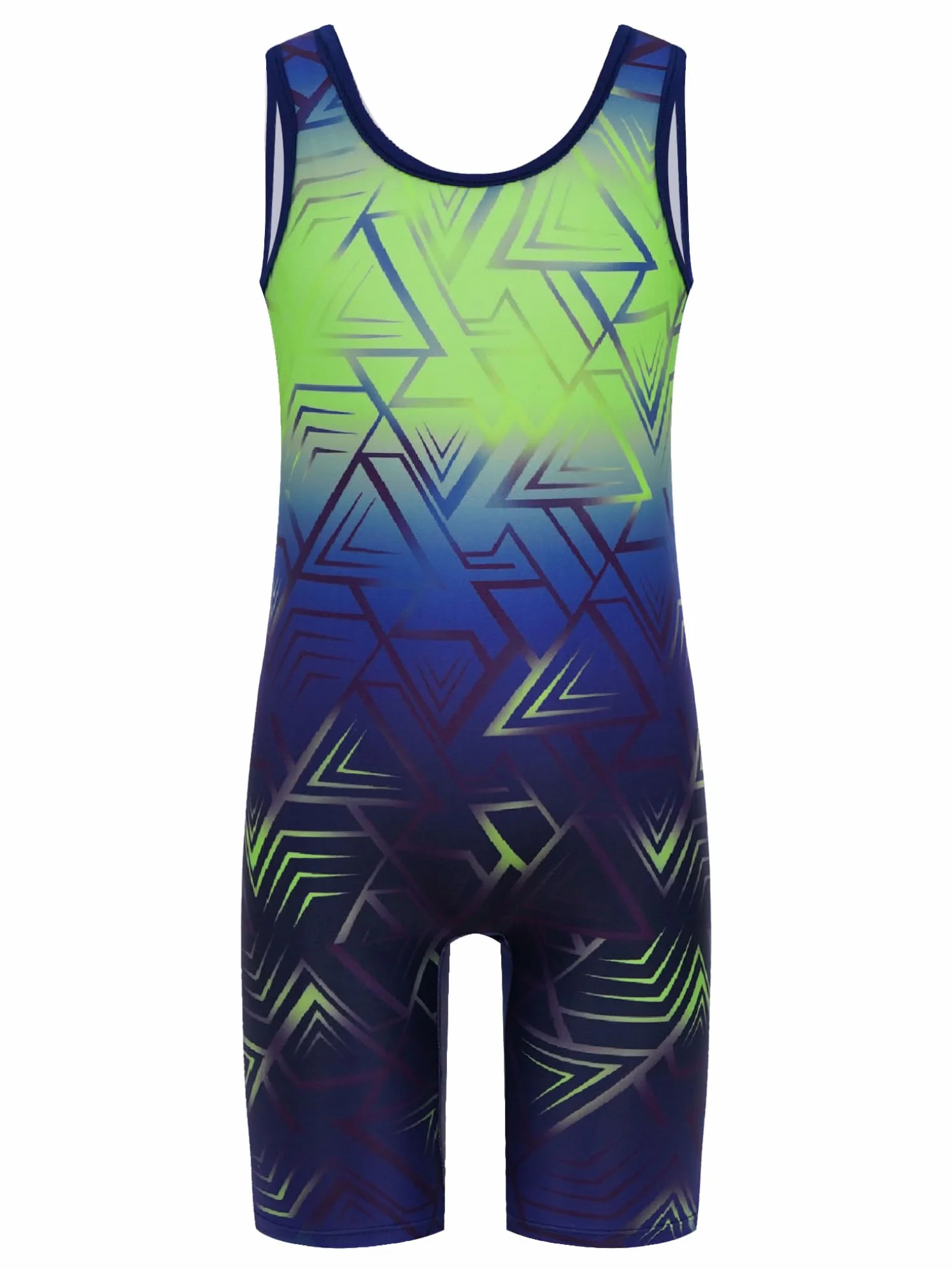 Kaerm Traje de triatlón para niños y jóvenes, para bicicleta de carretera, sin mangas, mono deportivo, con estampado geométrico, ropa deportiva