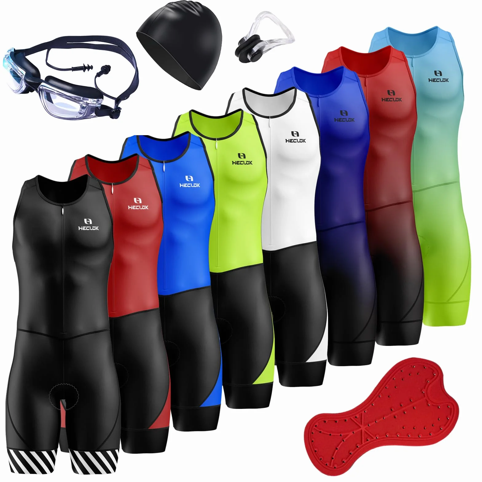 Traje triatlón de Manga Corta para Hombre, Racing Tri Suit de Bicicletas Acolchado, Summer Cycling Skinsuit Triatlón, MTB Mono Bueno para Correr, Andar en Bicicleta, Nadar