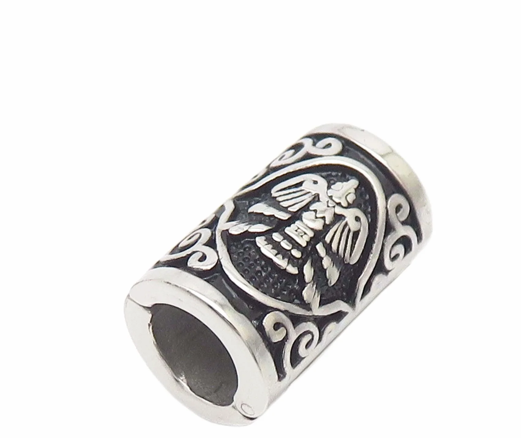 VALHALLA Wikinger Barba Perla 316L Acero Plata Acero Inoxidable Gran Apertura Cierre, extra big, Piedra preciosa, No.