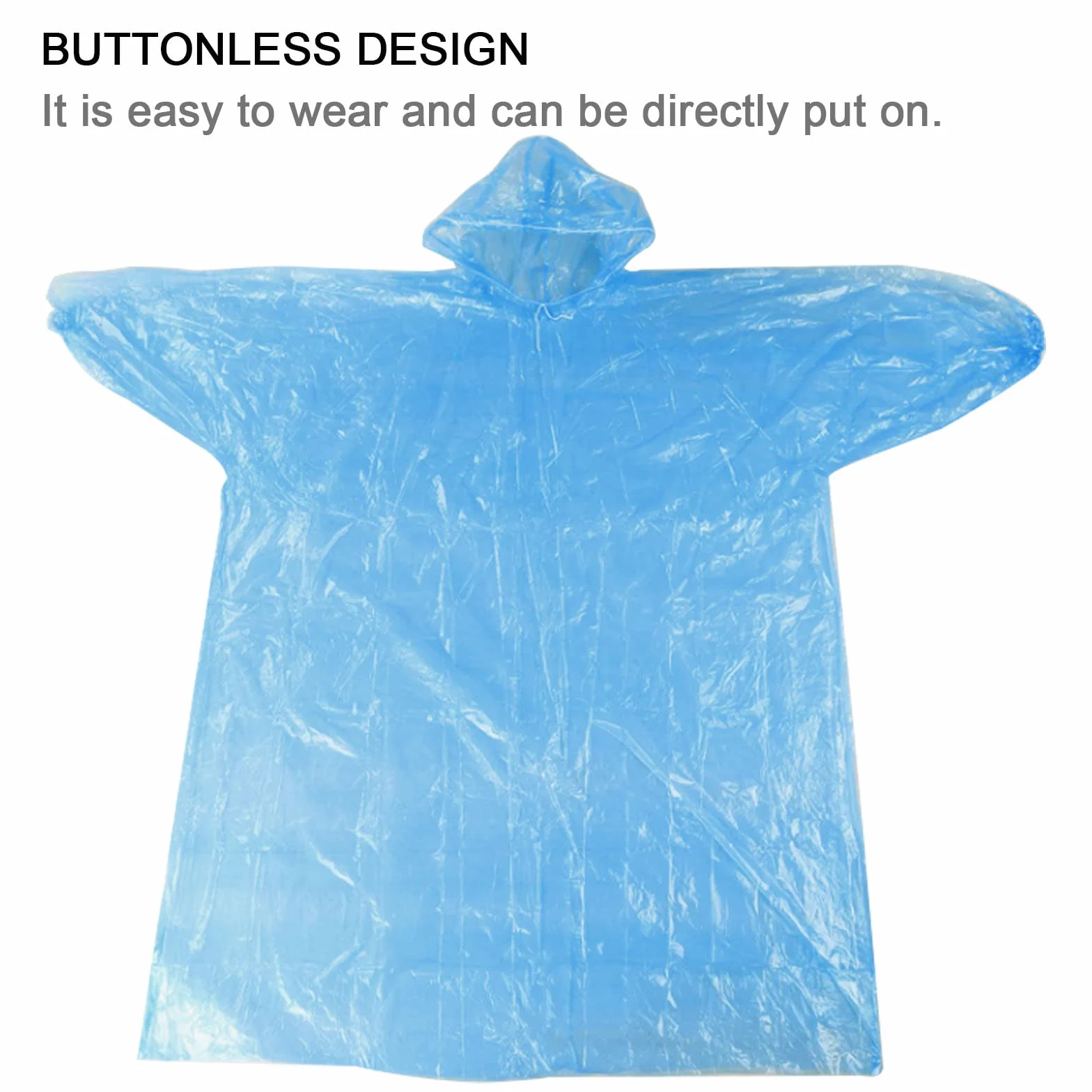 DKDDSSS Poncho Impermeable, 6 Impermeables Desechables, Poncho Lluvia Capucha y Mangas, Chubasquero Desechable para Senderismo y Acampada, Transparente