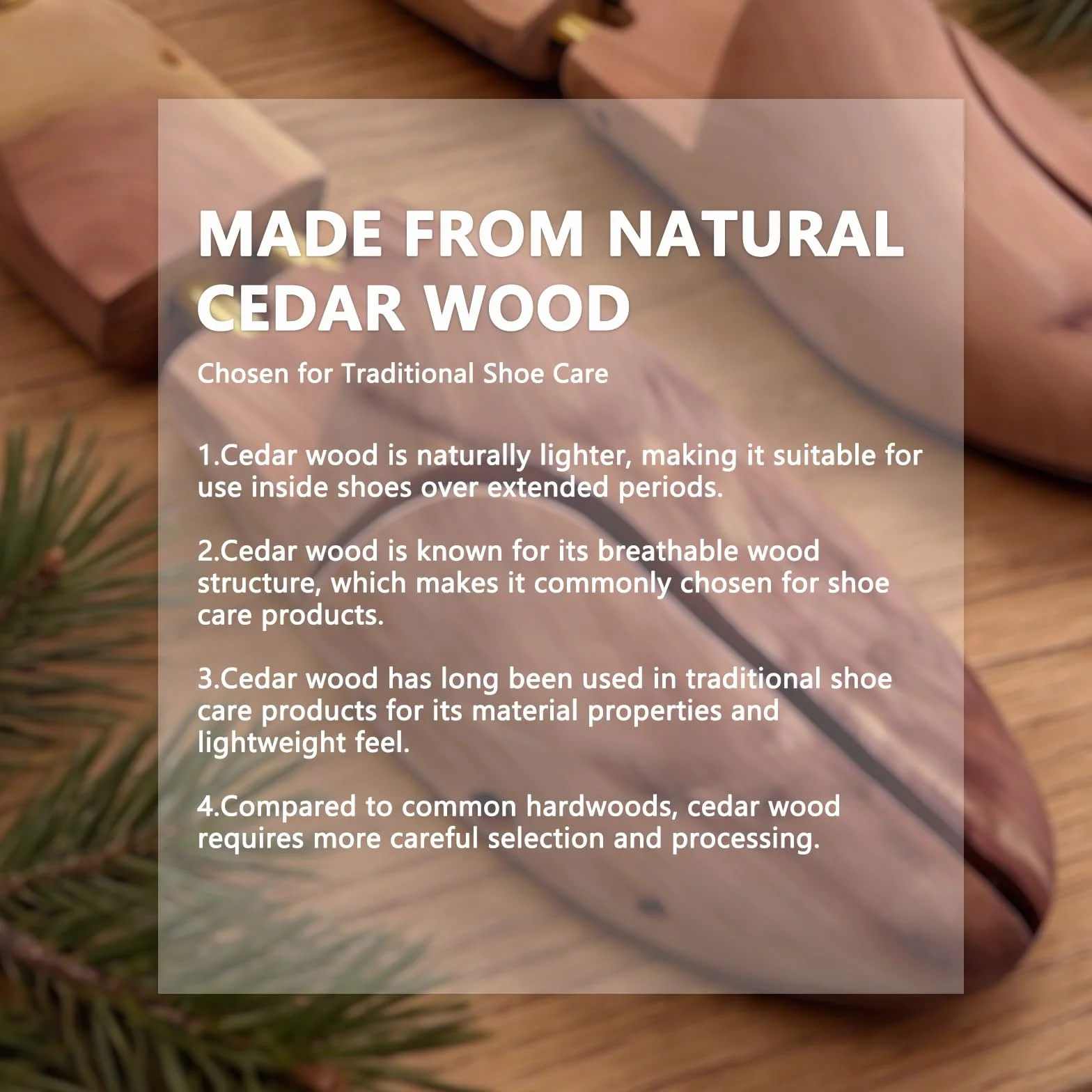 Juego de tensor de zapatos de madera de cedro + calzador – moldeador de zapatos ajustable de madera de cedro, 1 calzador de zapatos de material de alta calidad para el cuidado y secado de
