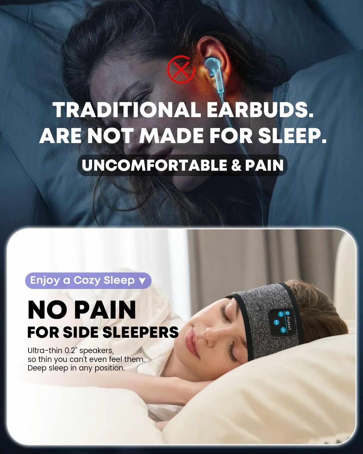 Auriculares para Dormir con Diadema Bluetooth para Dormir, inalámbricos con cancelación de Ruido para Dormir de Lado, Siesta de Oficina, Viajes aéreos, relajantes, meditación