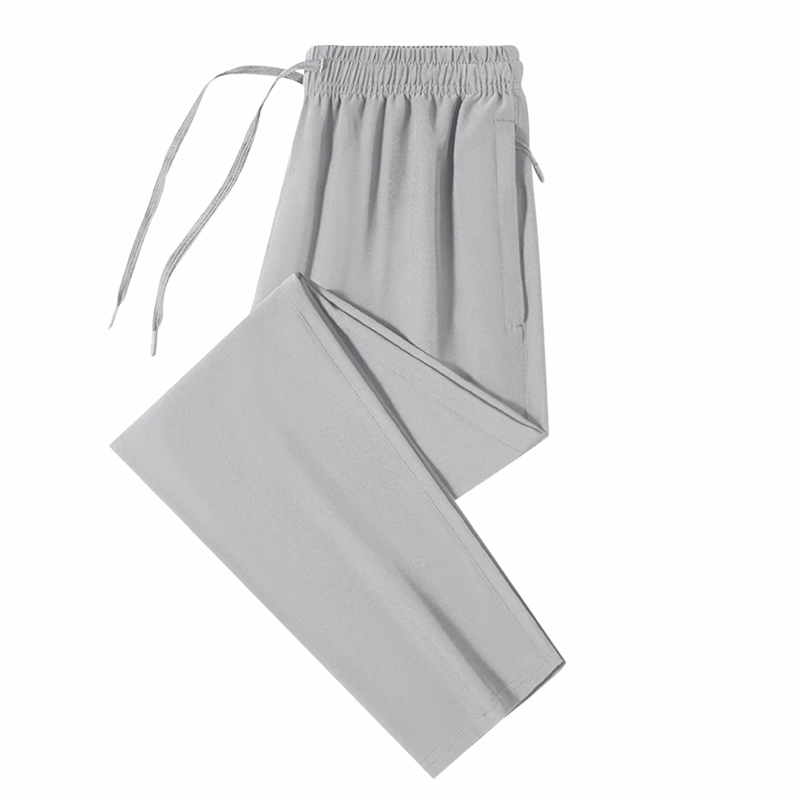 Pantalones de verano de seda de hielo, ligeros, de secado rápido, con cordón, con bolsillos, pantalones deportivos delgados de secado rápido, pantalones deportivos de alta elasticidad, pierna recta