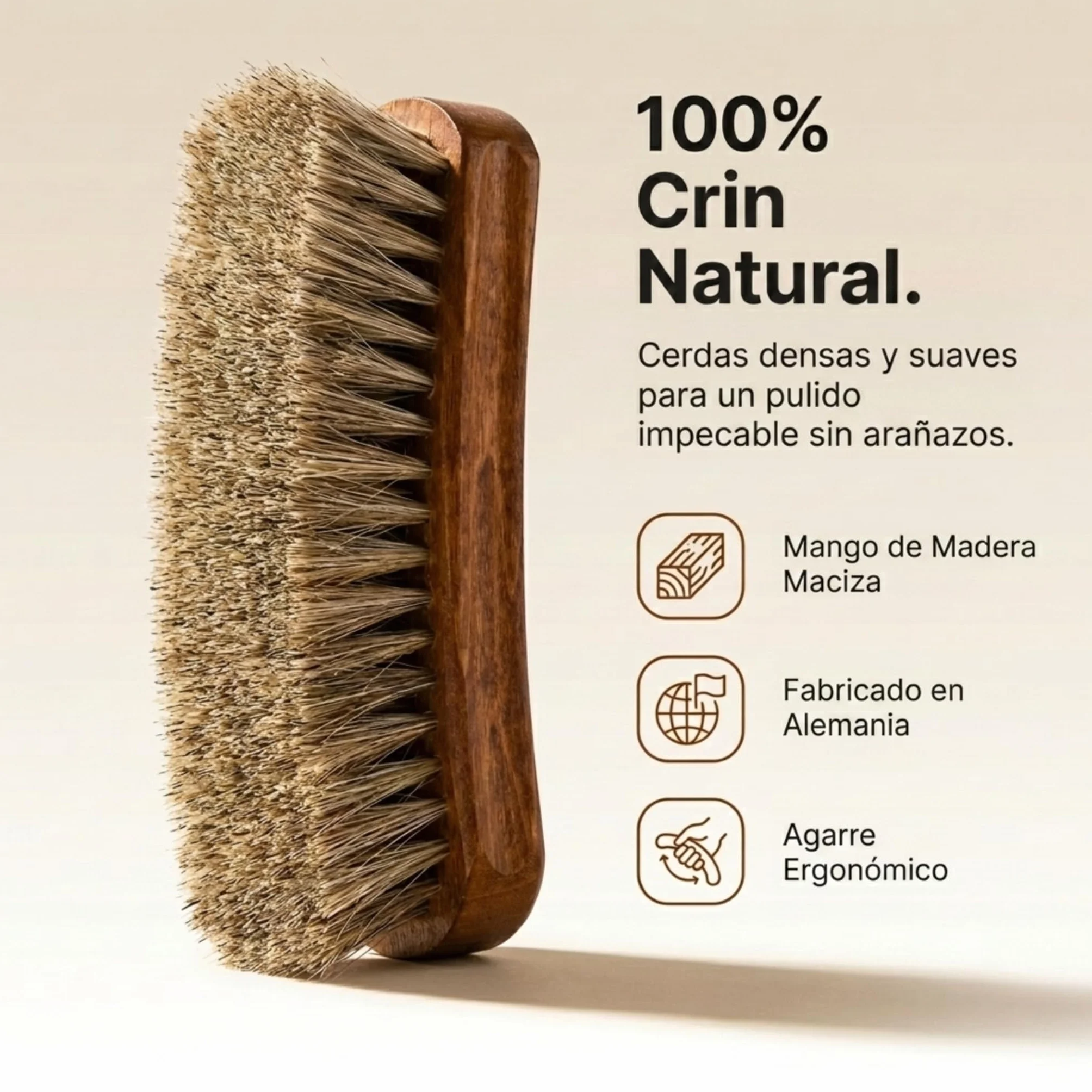 Kaps Cepillo para Zapatos, Cerda de Pelo Natural, Limpiar y Pulir (15cm)