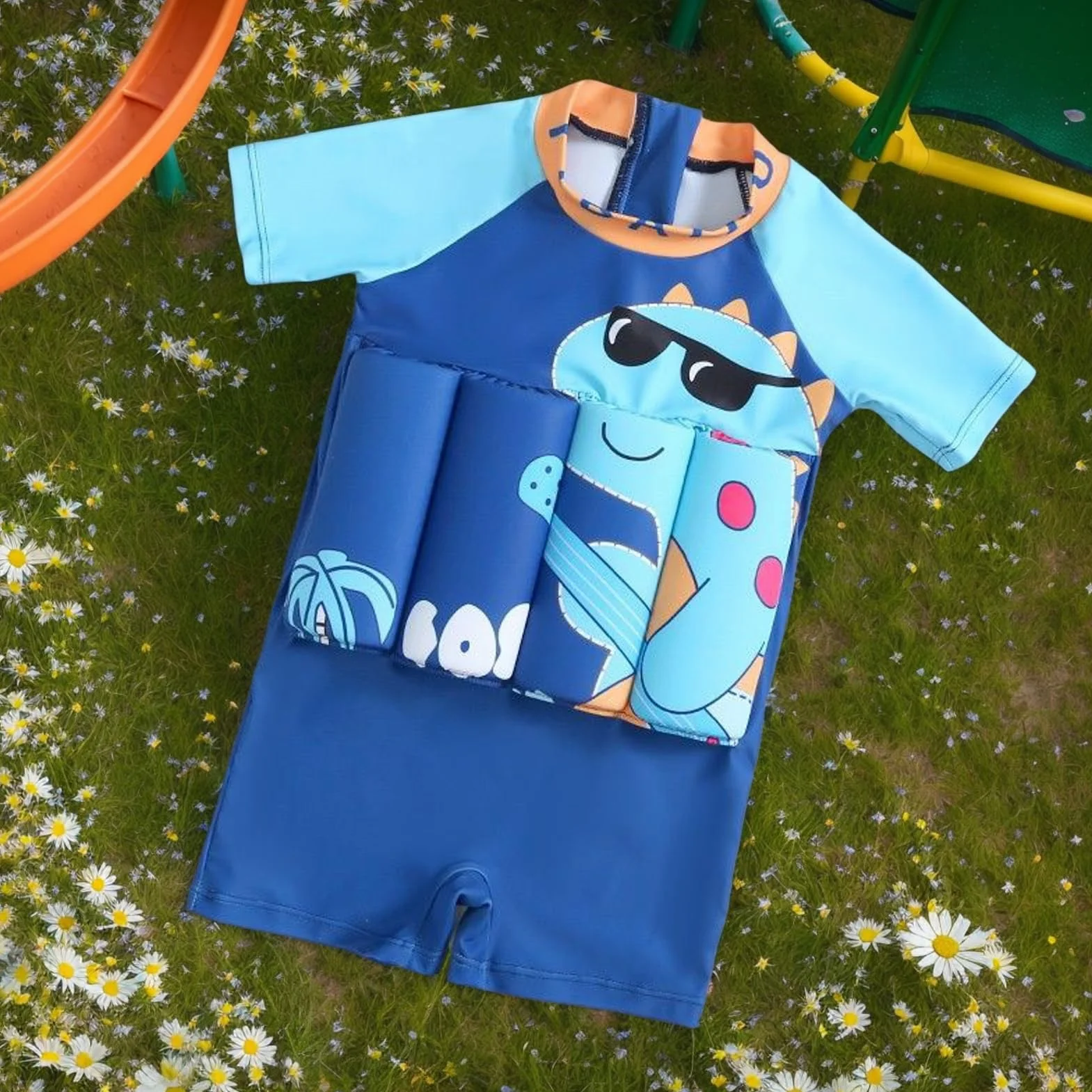 Traje Flotante Para Niños Pequeños,Traje de Baño Flotante Bañador Flotador - Chaleco Natación Rápido Secado Motivo Dinosaurio para Niños Niñas Piscina Playa Verano Deportes Acuáticos Natación Exterior