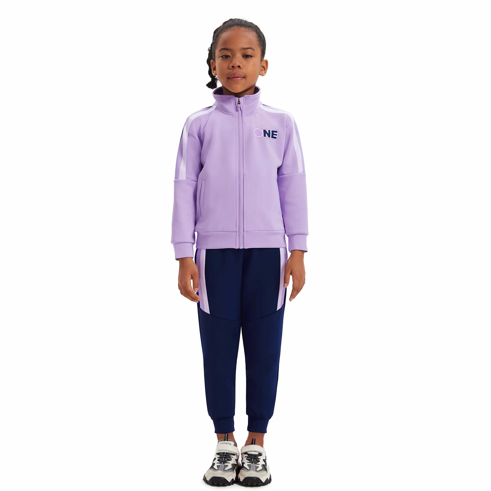 Niñas Niños Chándal Conjuntos de 2 piezas Conjuntos a rayas Chaqueta bomber con cremallera y bolsillos Pantalones deportivos de jogging
