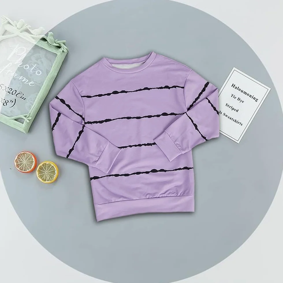Haloumoning Sudadera Niña Rayas Cuello Redondo Niños Jersey Casual Manga Larga Tops