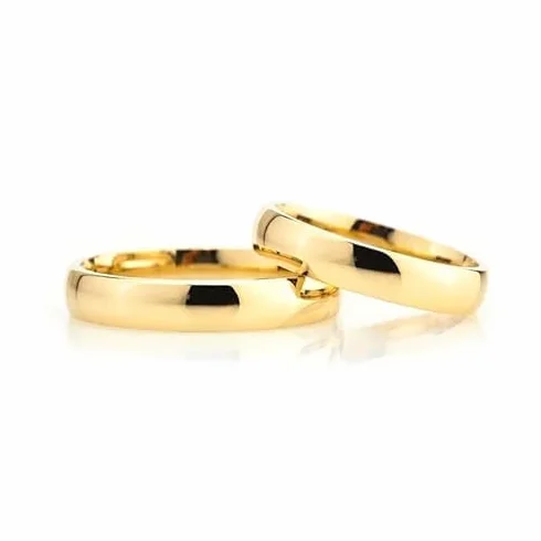 Juego de anillos de boda de 4 mm, chapado en oro de 14 quilates, juego de alianzas de boda a juego, juego de anillos de boda de plata personalizado para hombre y mujer