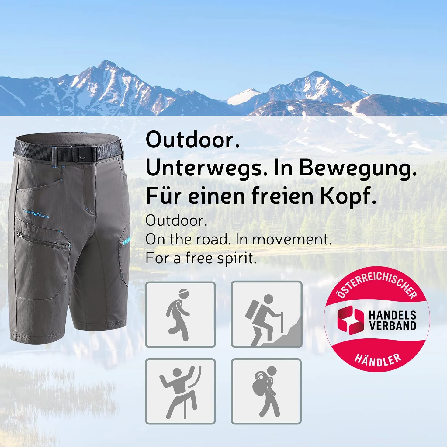 Black Crevice - Pantalones Cortos de Trekking para Hombre