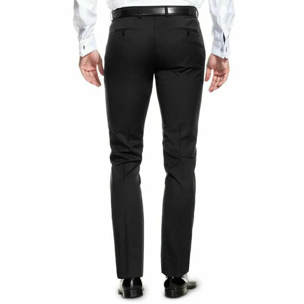 Esmoquin Hombre Primavera Verano Vestido Elegante Chaqueta y Pantalón Boda Ceremonia Línea Sartorial, Negro , 50