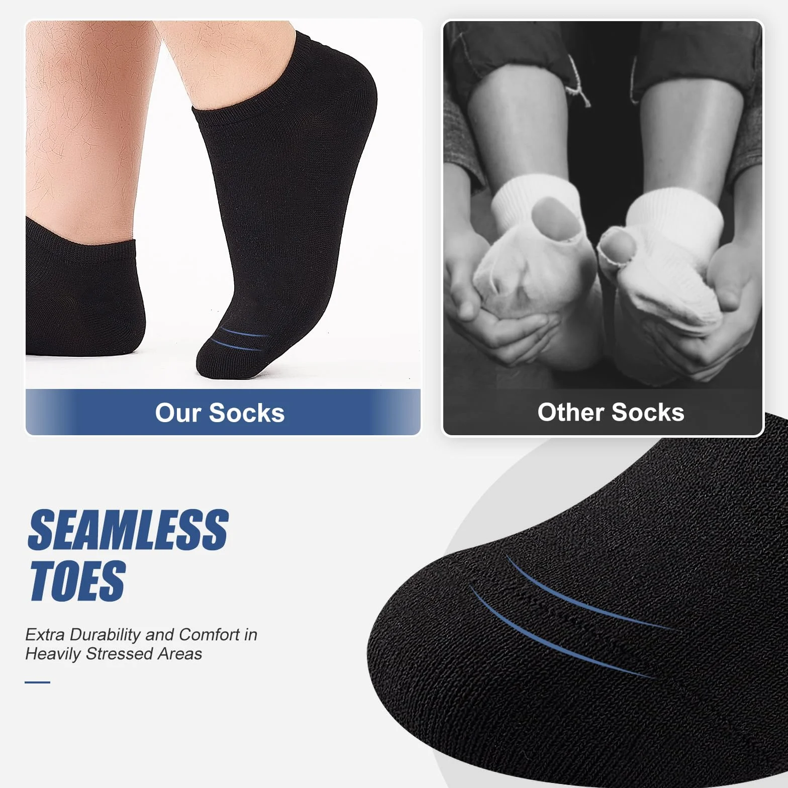 SockWaddles 10 Pares Calcetines Tobilleros Hombre Mujer, Calcetines Cortos Hombre Mujer Transpirables de Algodón sin Costura con Cuerpo de Calcetín Reforzado