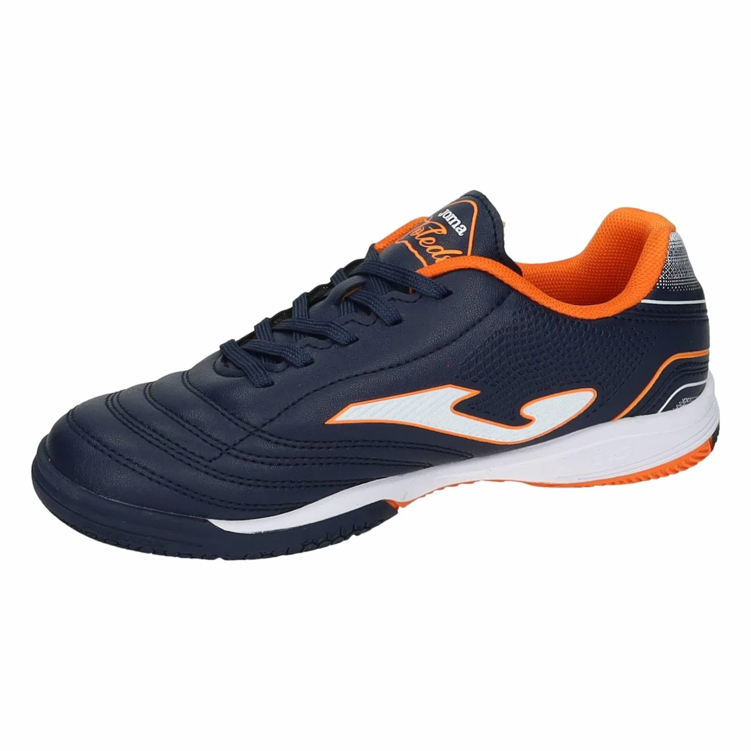 Joma TOJW2503INE Calzado fútbol Sala Indoor Azul Marino y Naranja, Ligera, Suela Durability, Plantilla extraíble y Antideslizante NIÑO Deportivos