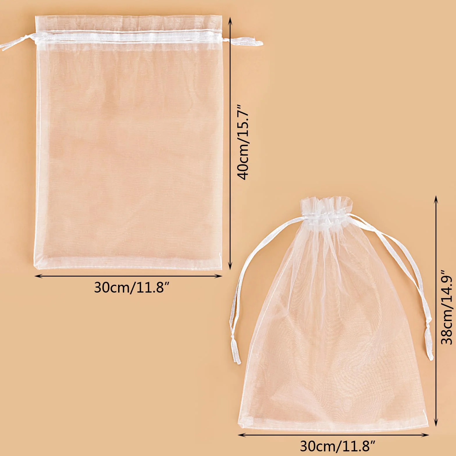 SXUUXB 100 Piezas Bolsas de Organza Blanca 30x40cm Bolsas Organza Bolsa de Joyería Bolsa de Almacenamiento Bolsa de Regalo con Cordón para Boda, Navidad, Fiesta y Celebración