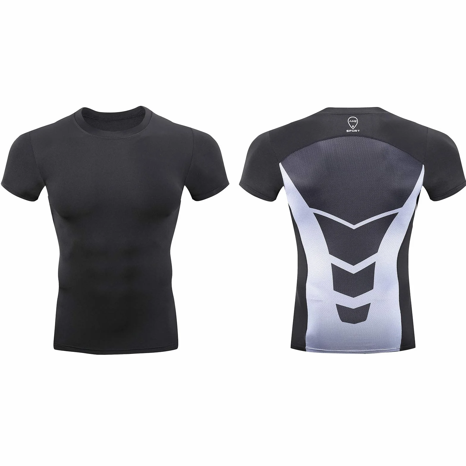 AMZSPORT Camiseta De Manga Corta de Compresión Ropa Deportiva Base Layer para Correr