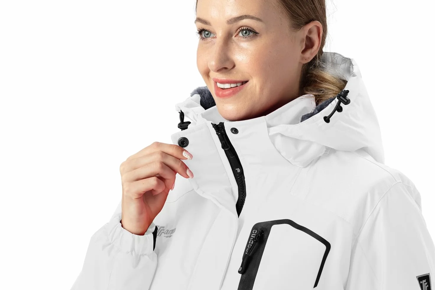 YSENTO Chaqueta de invierno para mujer, resistente al agua, chaqueta de esquí para exteriores, chaqueta de forro polar, chaqueta funcional con capucha desmontable