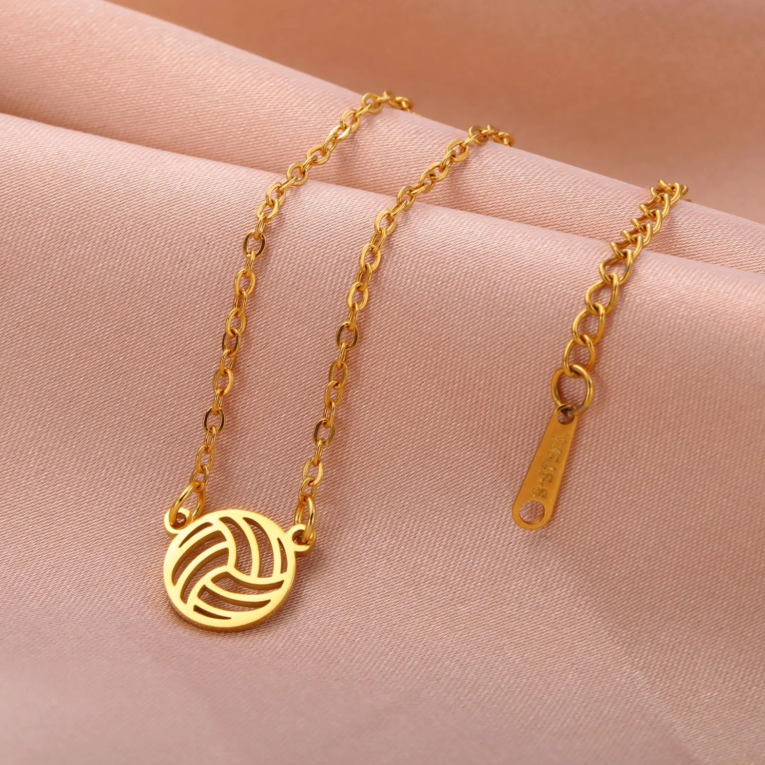 TEAMER Collar de Vollyball de Acero Inoxidable Delicado Colgante de Voleibol Pulsera Pendiente Joyería de Bola Deportiva de Moda