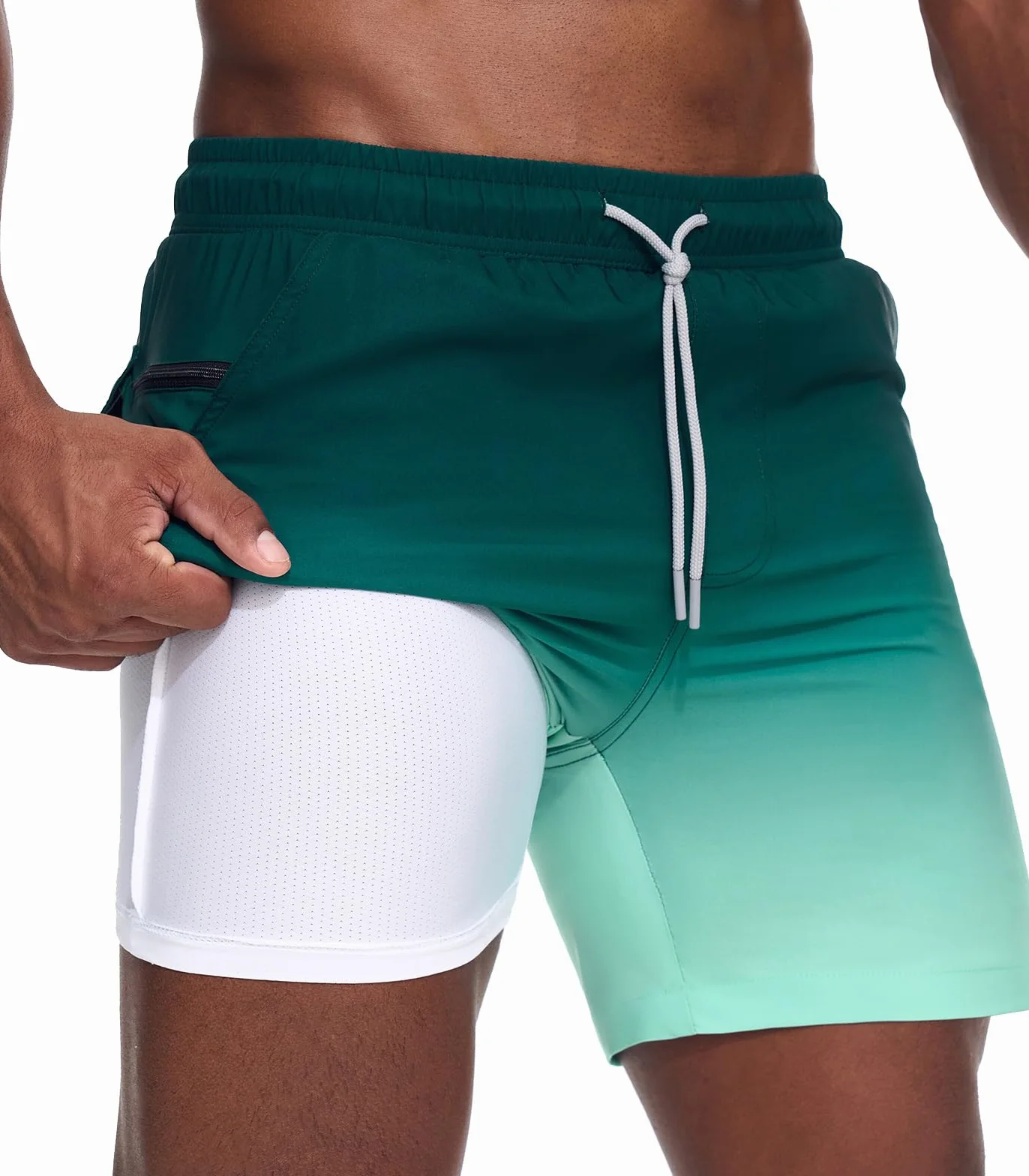 Bañador Hombre Shorts de Baño Shorts de Playa Short de Verano 2 en 1 con Forro de Compresión y Malla Secado Rápido para Vacaciones