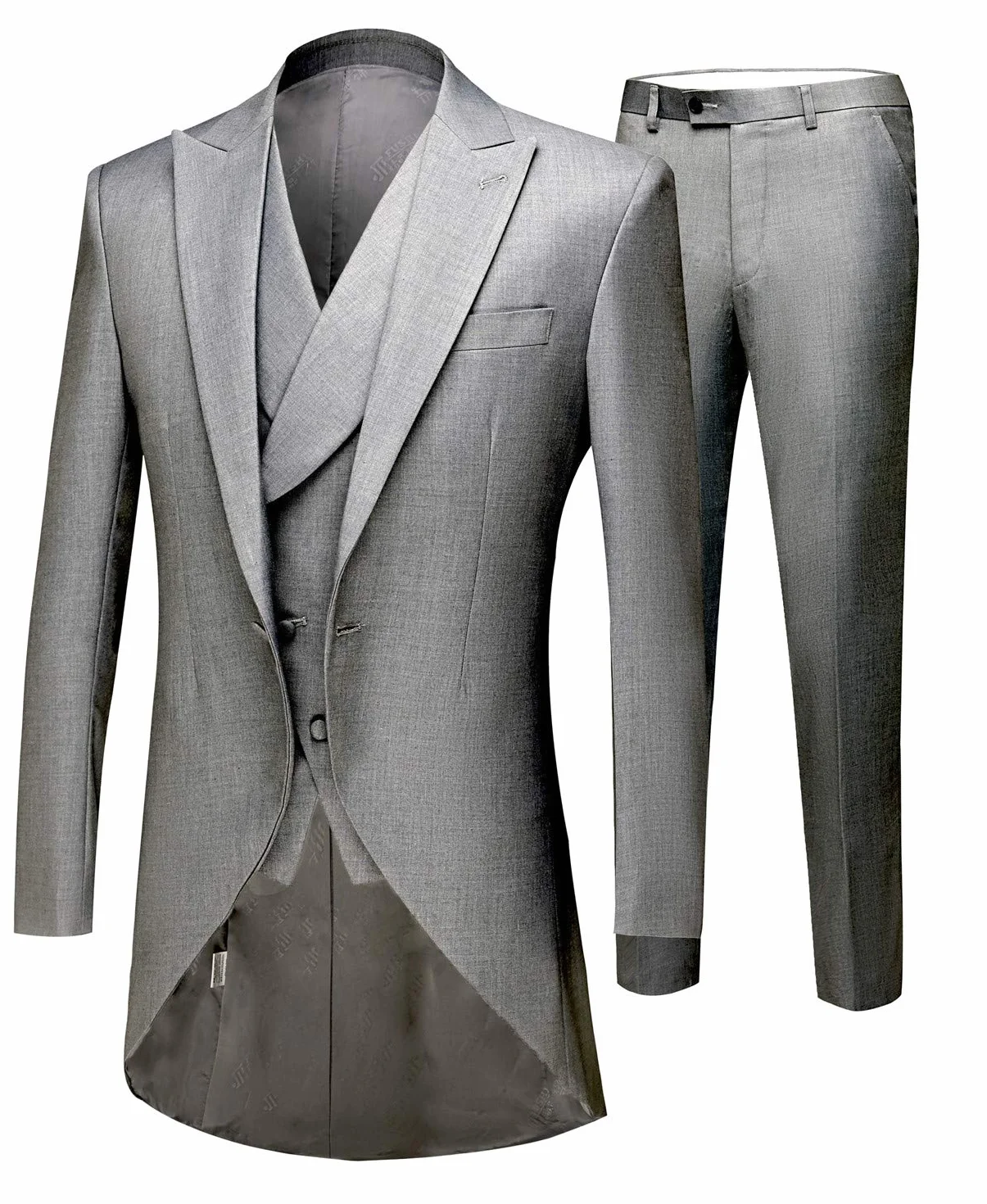 Traje largo de 3 piezas para hombre, color blanco, solapa con muesca, un botón, trajes de boda, esmoquin de novio