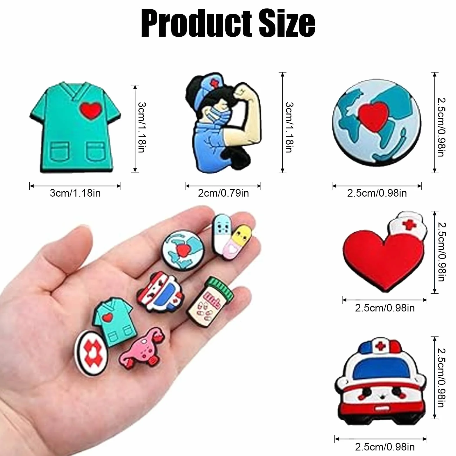 40 PCS Nurse Doctor Accesorios para Crocs Shoes,Medical Care SeriesCrocs Accesorios DIY,zapatos de enfermera, colgantes para adolescentes, mujeres y hombres, Cloruro de
