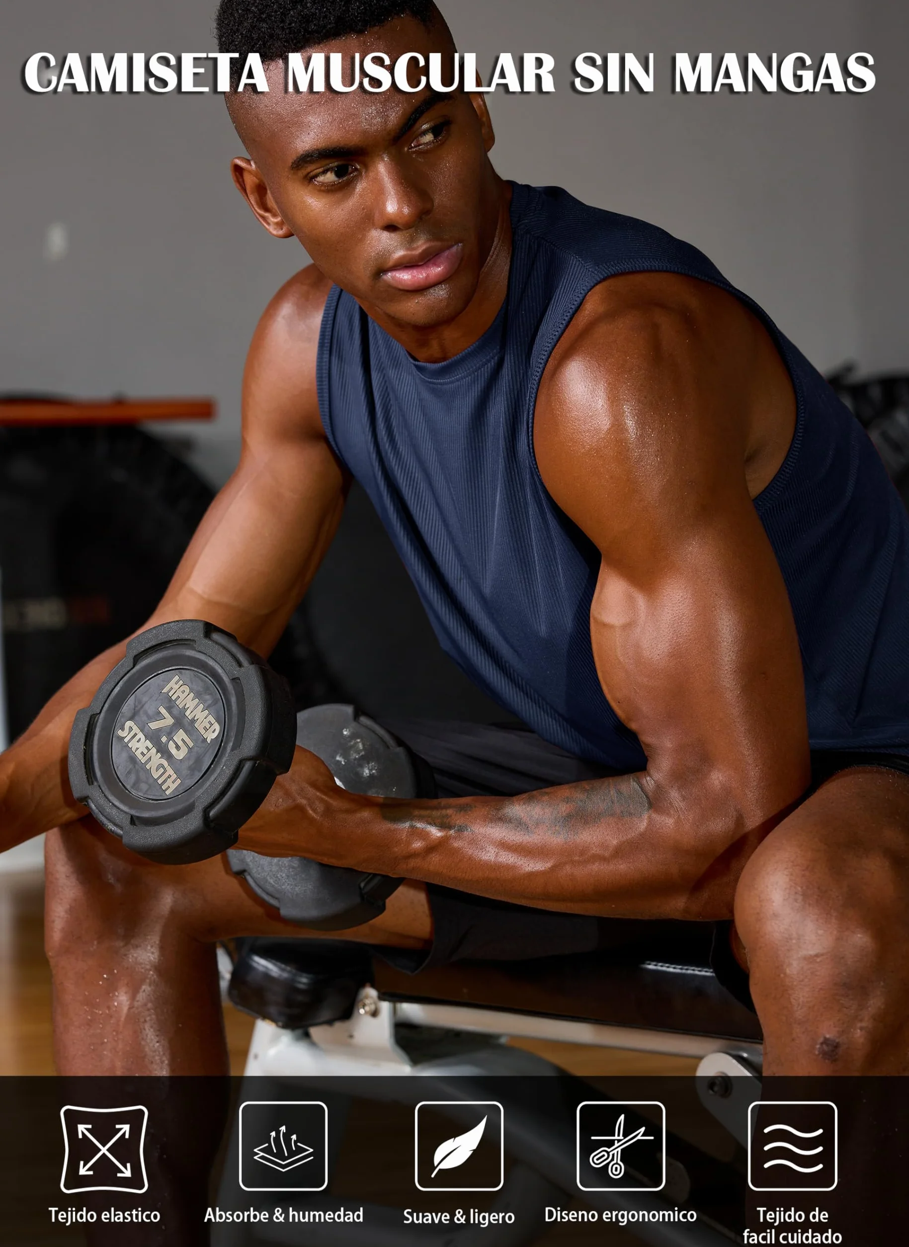 Camiseta sin Mangas para Hombre, Chaleco de Entrenamiento físico, Camiseta Deportiva de Secado rápido para Correr y Gimnasio