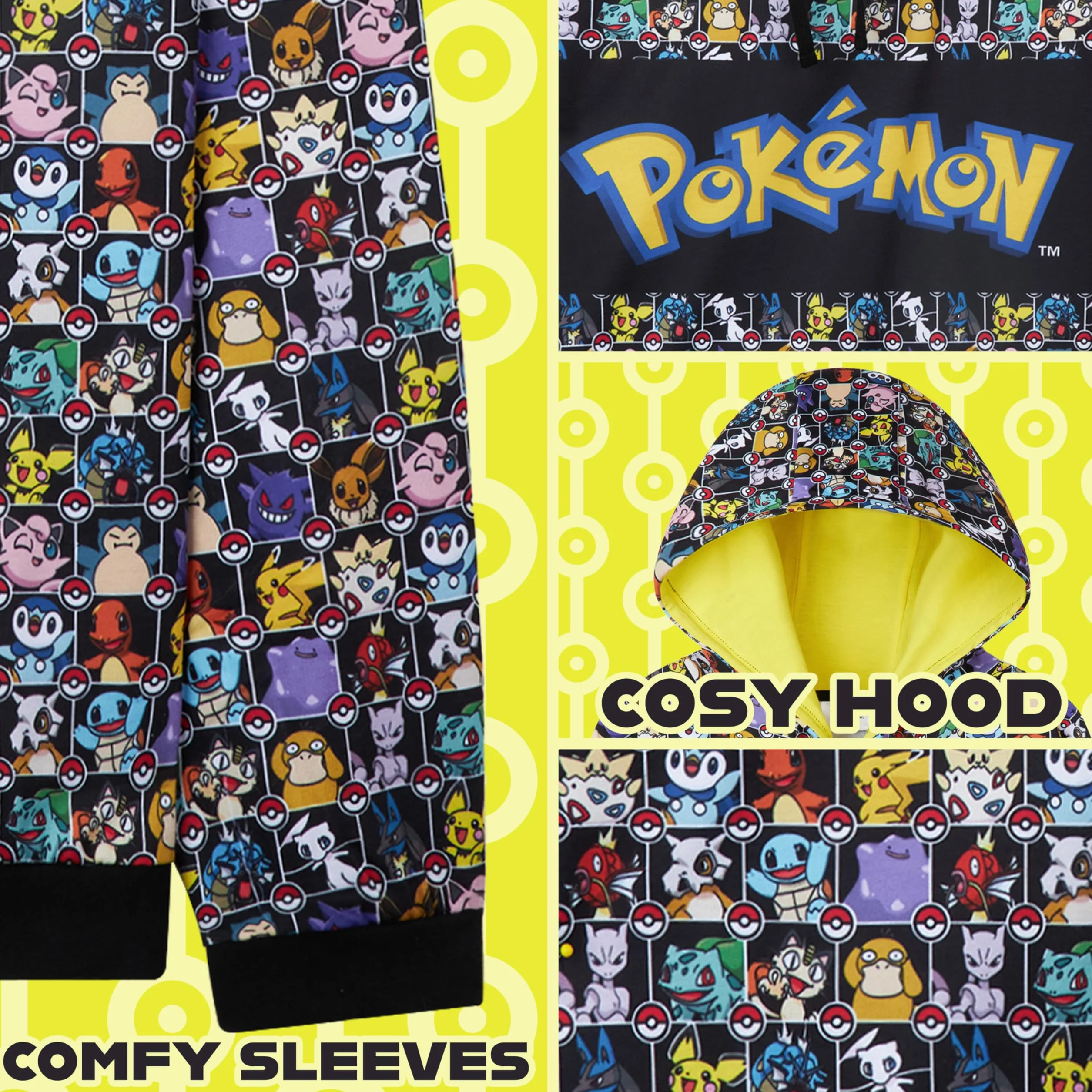 Pokémon Sudadera con Capucha Adolescentes y Niños Pikachu 4-15 Años Oficial Regalos Cumpleaños Niños Colegio