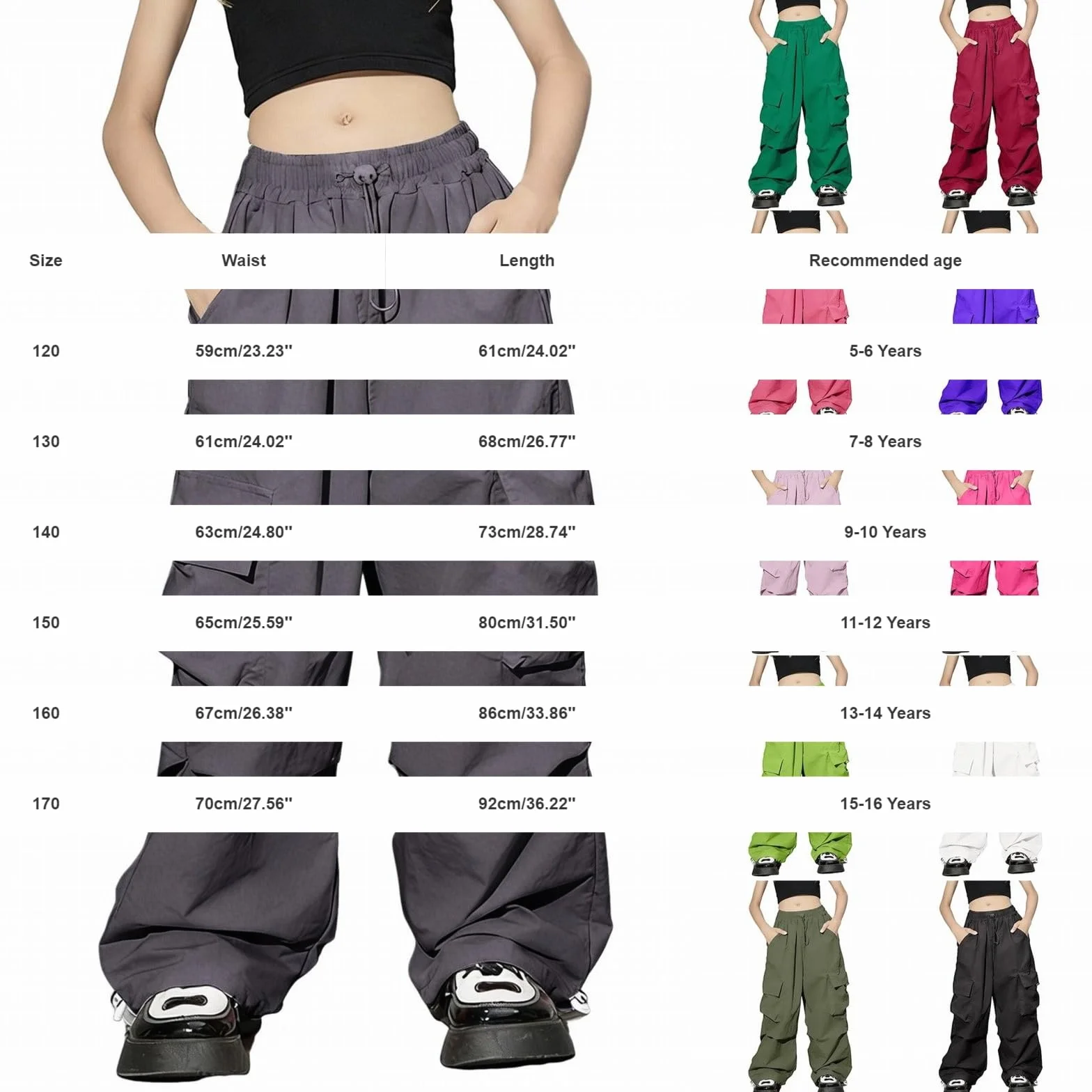 Pantalones cargo plisados para niñas, cintura elástica, rectos, holgados, de pierna ancha, pantalones deportivos para adolescentes