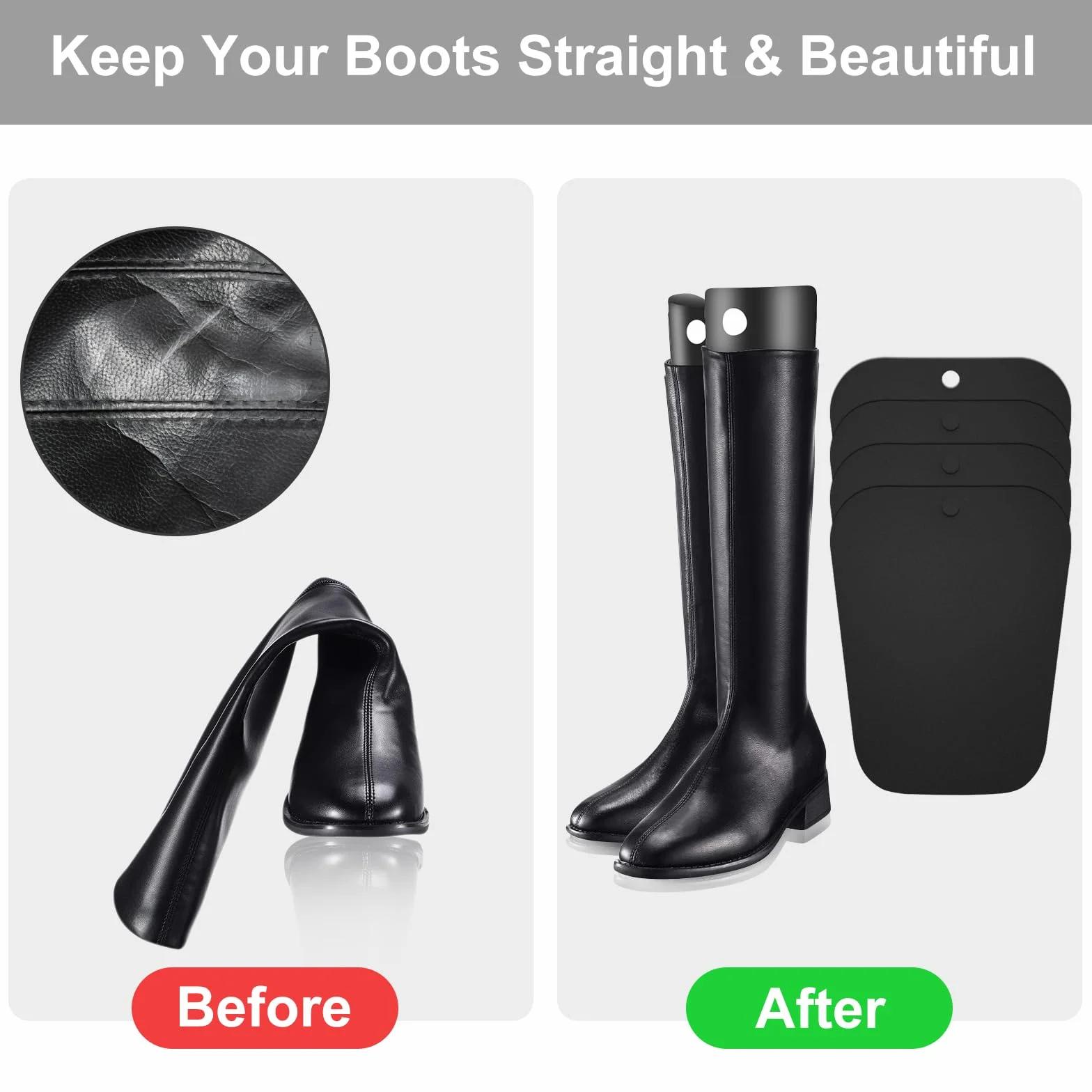 Insertos de Formas de Botas 10 Hojas Soporte de Bota Alta Reutilizable Plástico Hormas de Botas Altas de Botas Inserta para Mujeres y Hombres