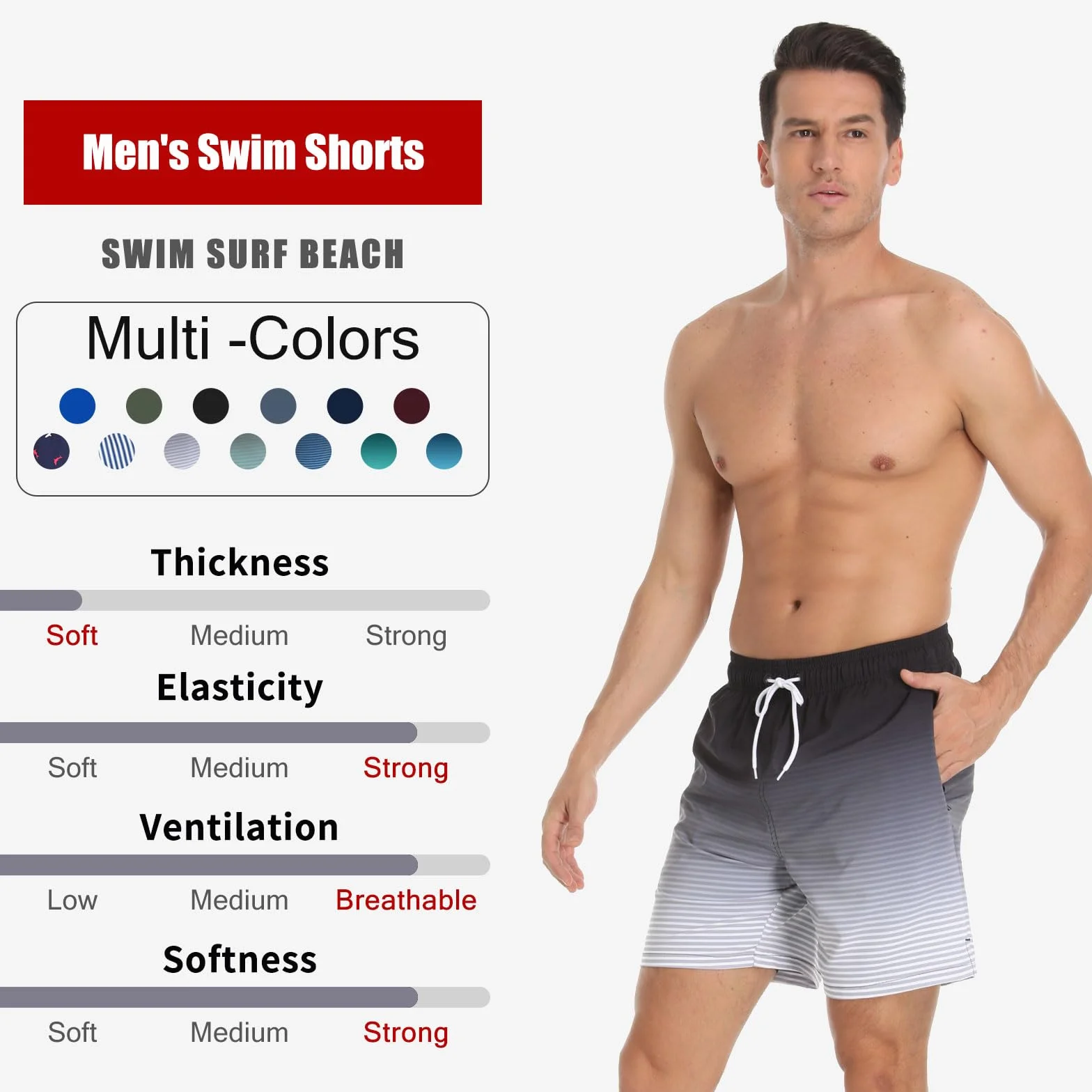 Bañador Hombre Shorts de Baño 2 en 1 con Forro de Compresión Pantalones Cortos de Natación Elásticos de Secado Rápido Shorts de Playa con 2 Bolsillos con Cremallera