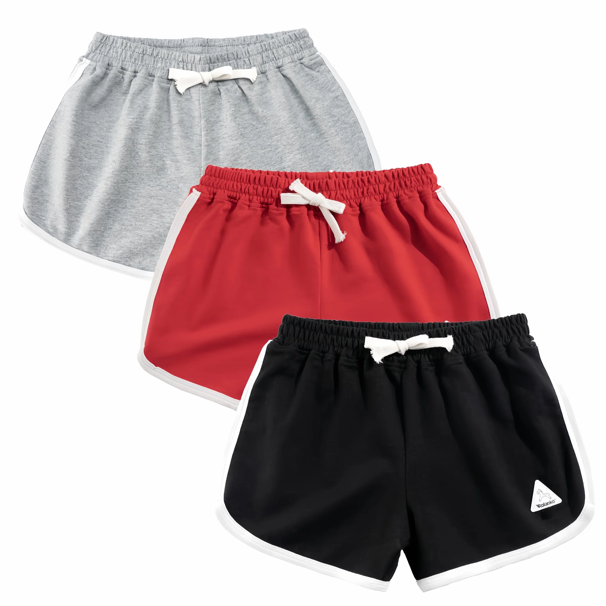 Rolanko Pantalones Cortos Niñas, Verano Algodón Deportivos Pantalón para Niños para Baile y Corree, 3 Packs