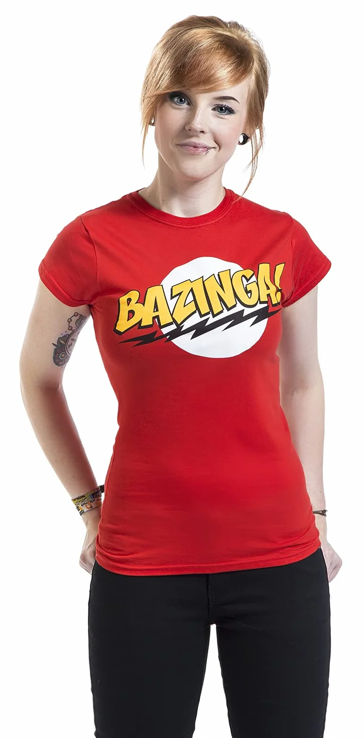 The Big Bang Theory Bazinga Mujer Camiseta Rojo Regular