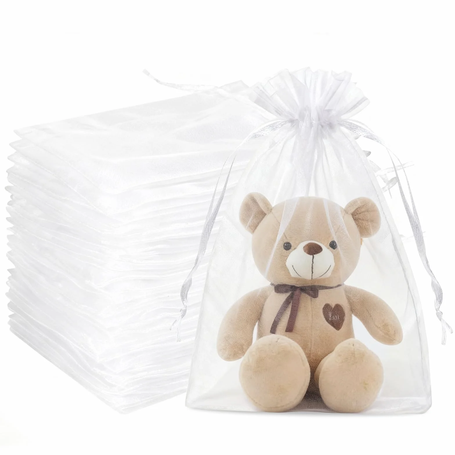 SXUUXB 100 Piezas Bolsas de Organza Blanca 30x40cm Bolsas Organza Bolsa de Joyería Bolsa de Almacenamiento Bolsa de Regalo con Cordón para Boda, Navidad, Fiesta y Celebración
