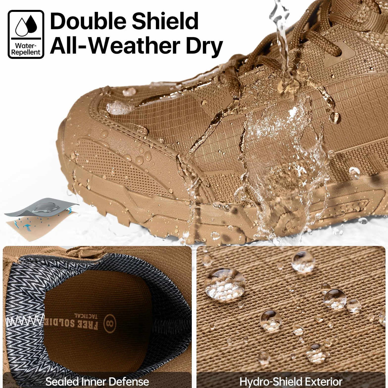FREE SOLDIER Botas de Escalada Impermeable Tacticas Hombre Botas Militares Transpirables Botas de Seguridad Hombre Trabajo Ligeros Zapatos de Montaña Trekking