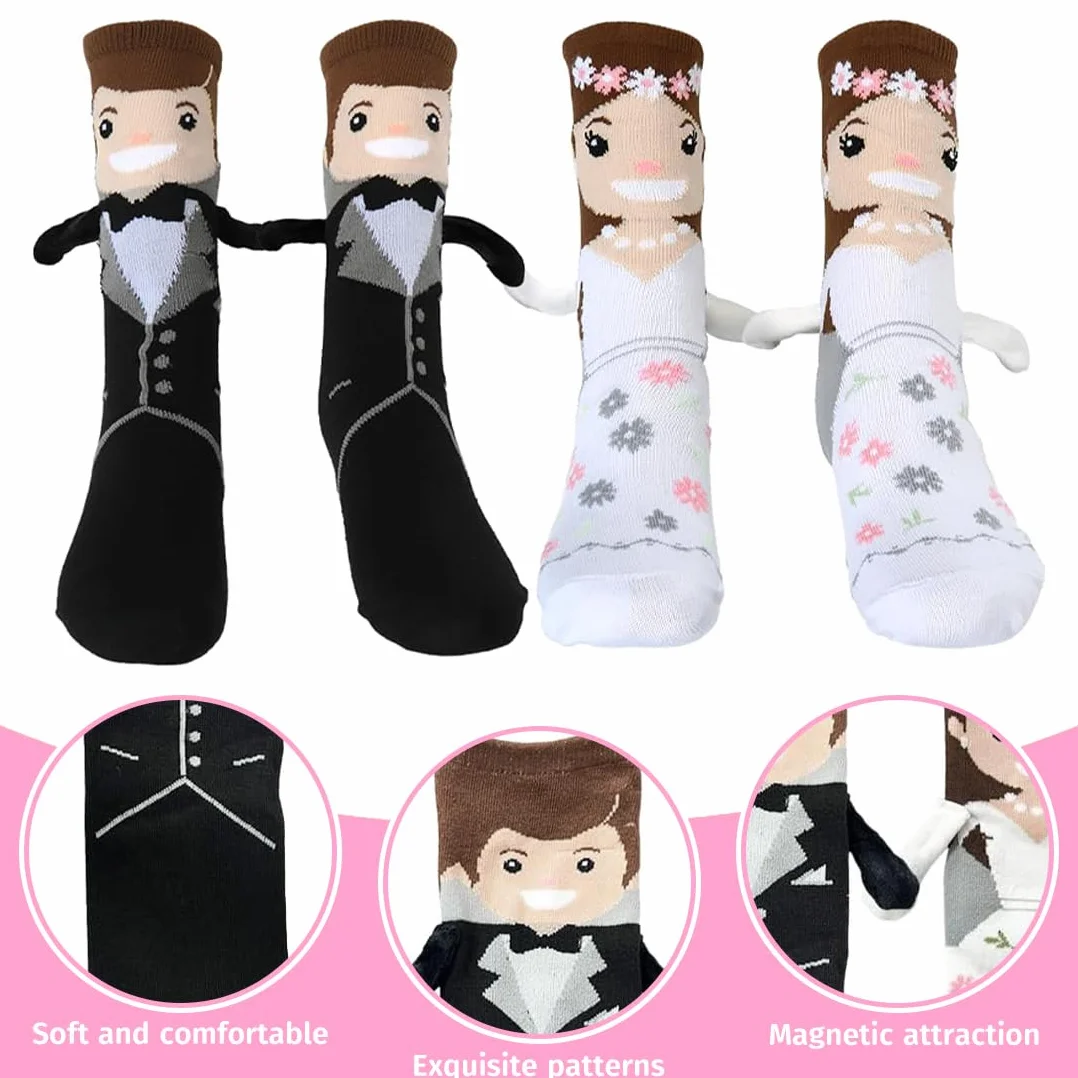 2 Piezas Calcetines de Boda Para Hombres y Mujeres, Lindos Para Parejas, Regalos Divertidos Para Recién Casados, Para Novia y Novio, Regalos para la Pareja en su Día Especial