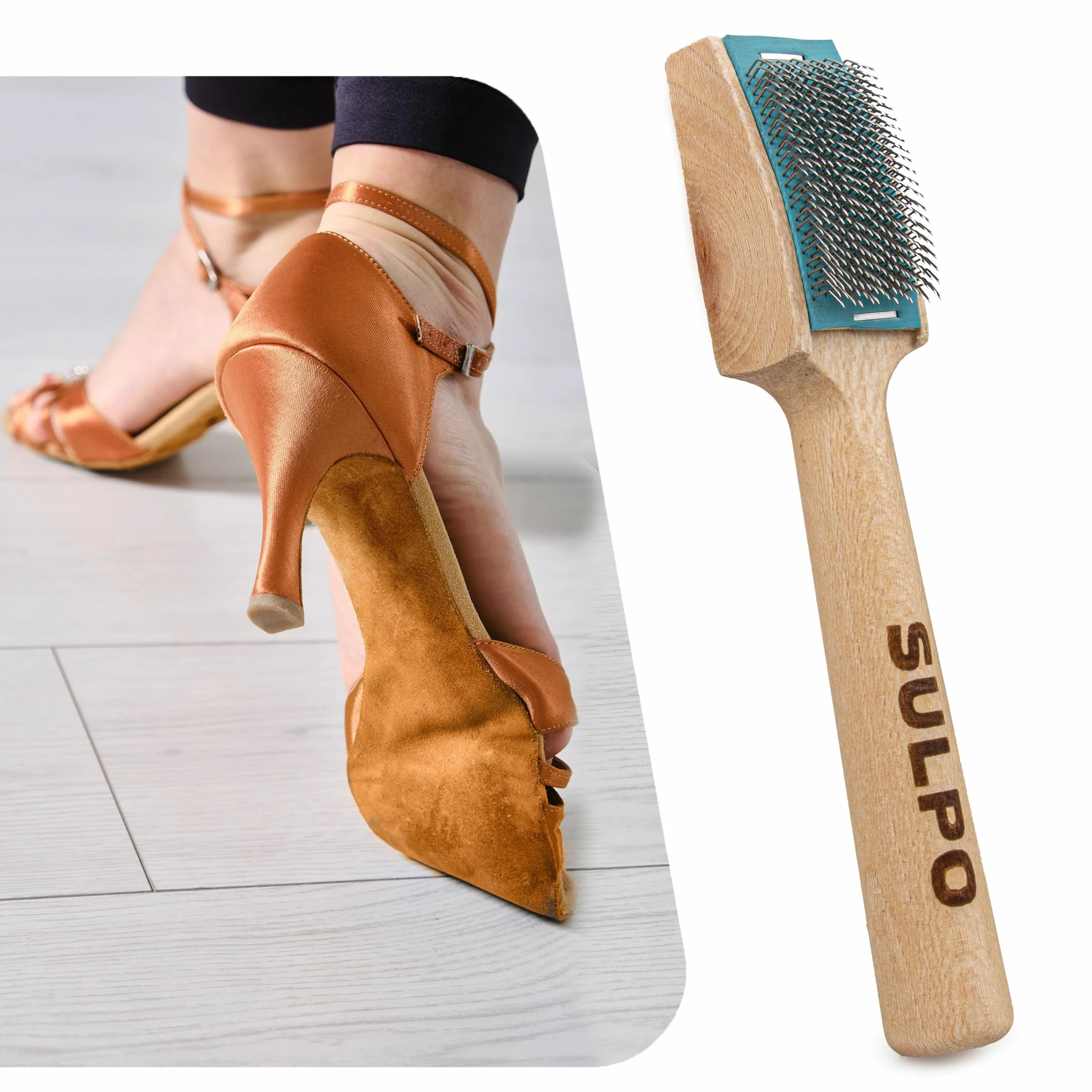 SULPO Cepillo para zapatos de baile con suela de cuero cromado, cepillo para desbastar la suela de cuero de los zapatos de baile, cepillo de madera para zapatos de baile con estuche (1)
