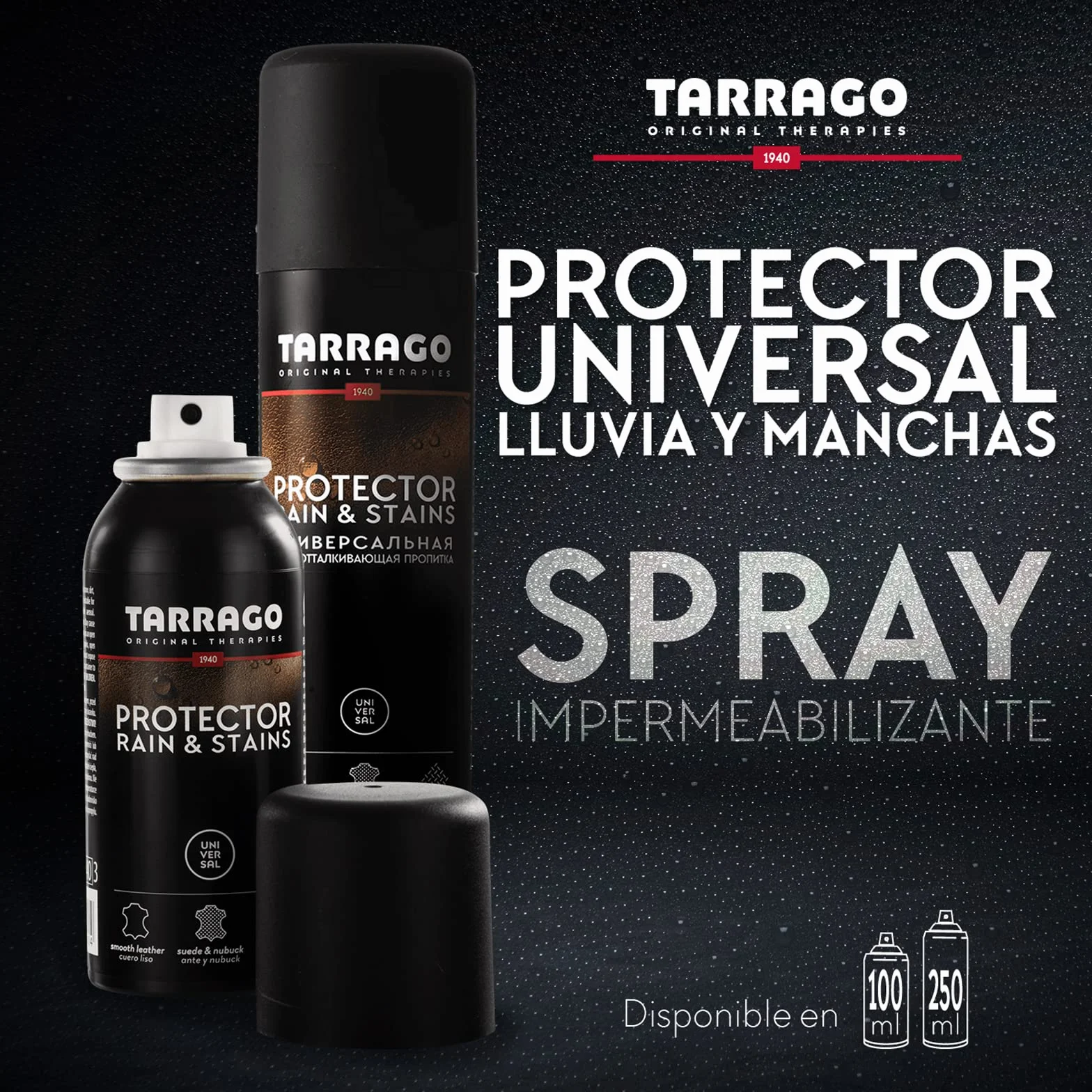 Tarrago Protector Universal 100 ml – Spray Impermeabilizante Invisible para Calzado y Prendas | Cuero, Ante, Nobuck y Textiles | Repele Agua y Suciedad | Mantiene la Transpirabilidad | Incoloro