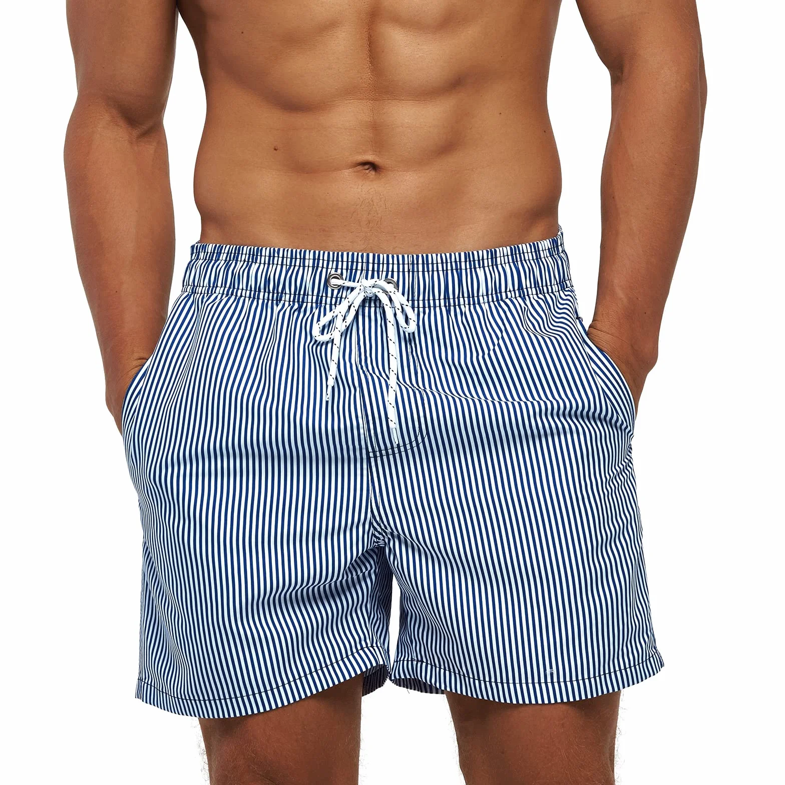 Bañador Hombre 2 en 1 Forro Malla Cintura Elástica con Cordón Bolsillo Cremallera - Shorts Playa Secado Rápido Natación