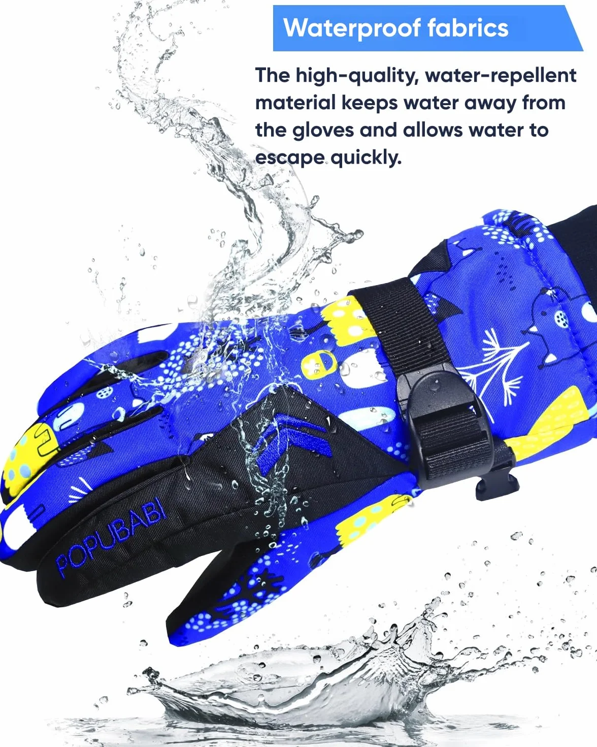 Guantes de Esquí para Niños, Impermeables y a Prueba de Viento, Cálidos Guantes de Nieve para Snowboard y Ciclismo